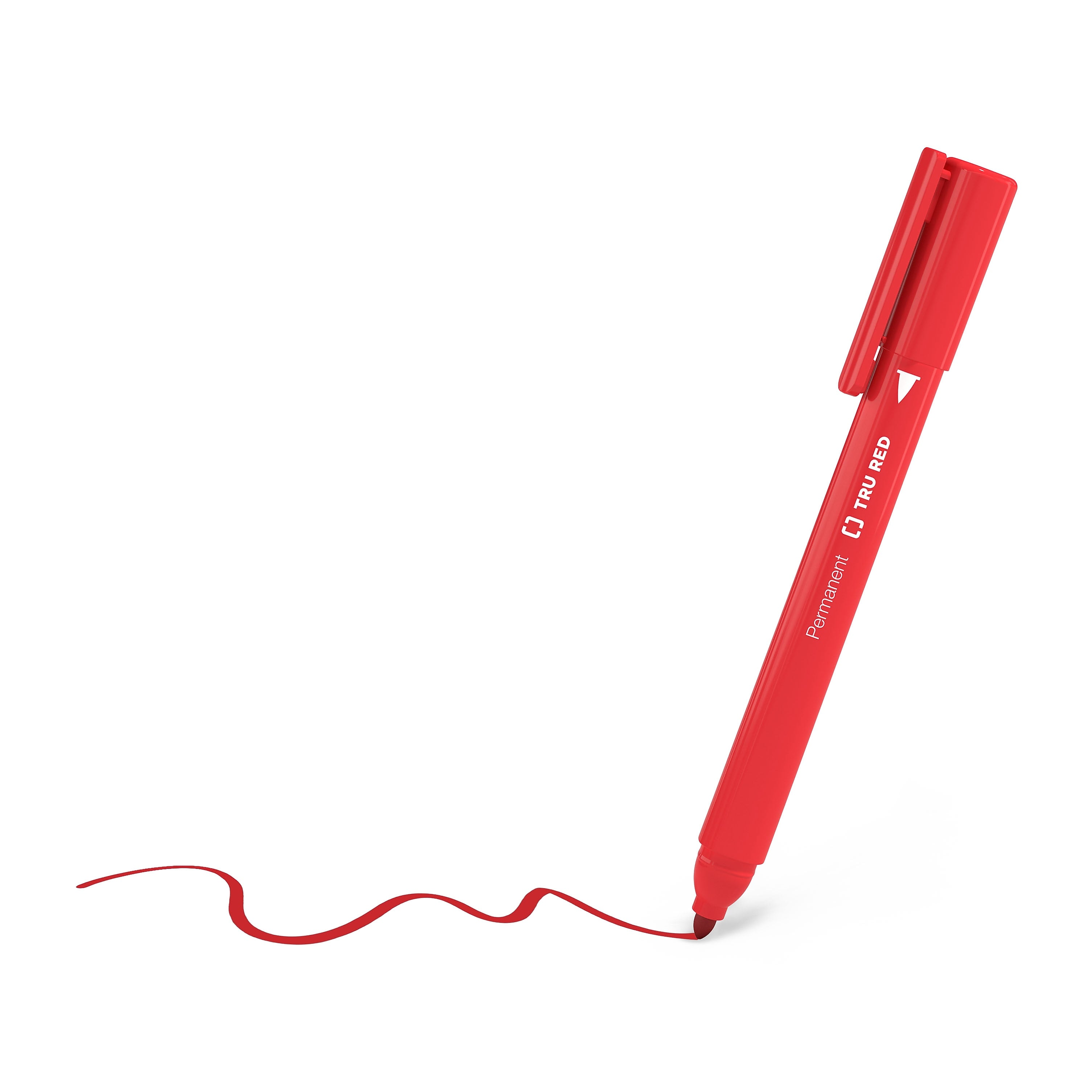 TRU RED™ Pen Permanent Markers, Fine Tip, Red, 12/Pack