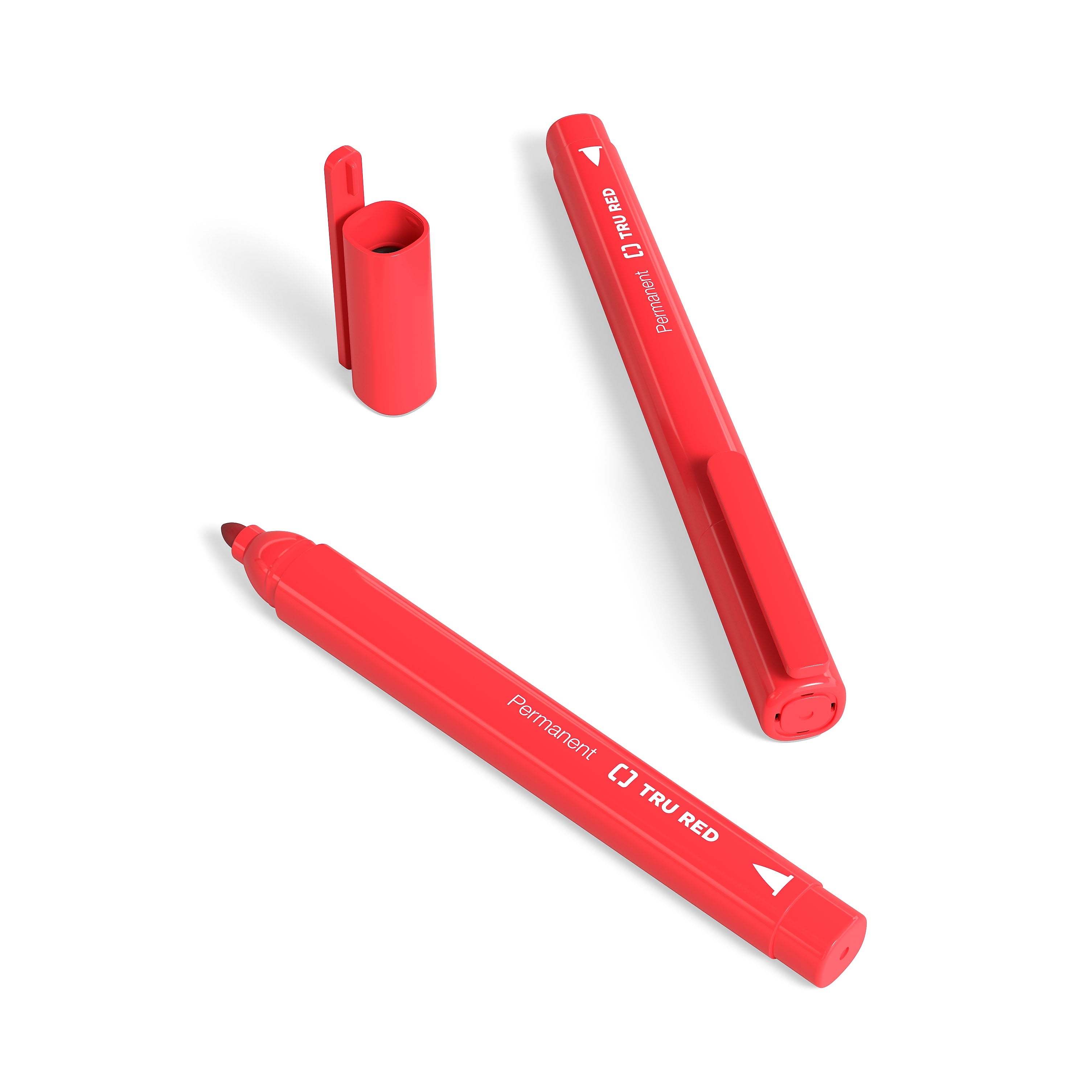 TRU RED™ Pen Permanent Markers, Fine Tip, Red, 12/Pack