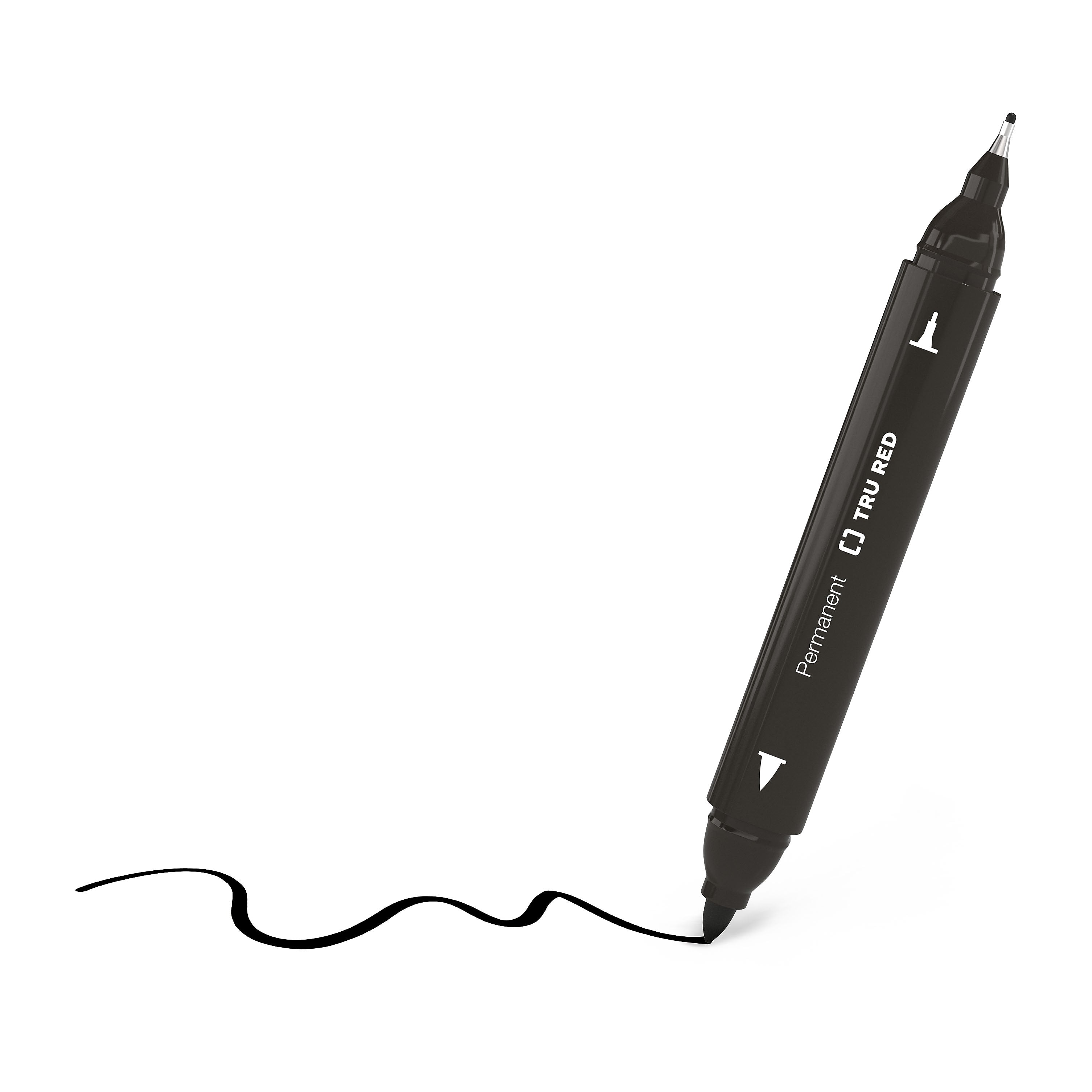 TRU RED™ Pen Permanent Markers, Twin Tip, Black, 12/Pack