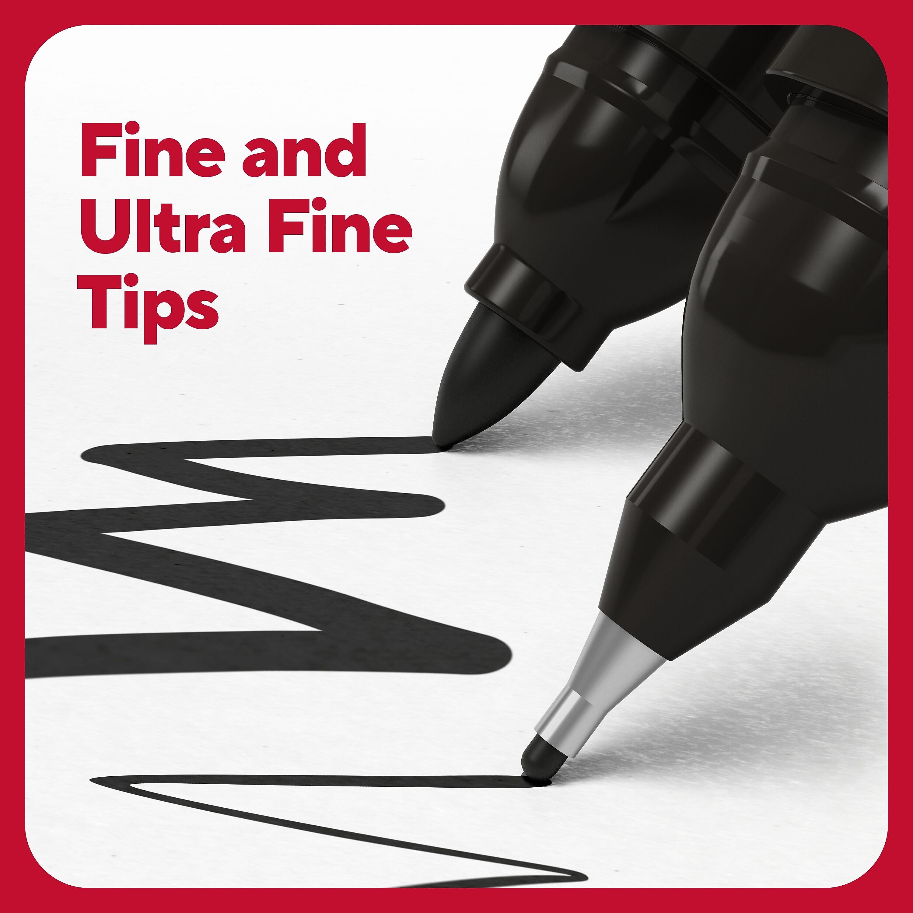TRU RED™ Pen Permanent Markers, Twin Tip, Black, 4/Pack