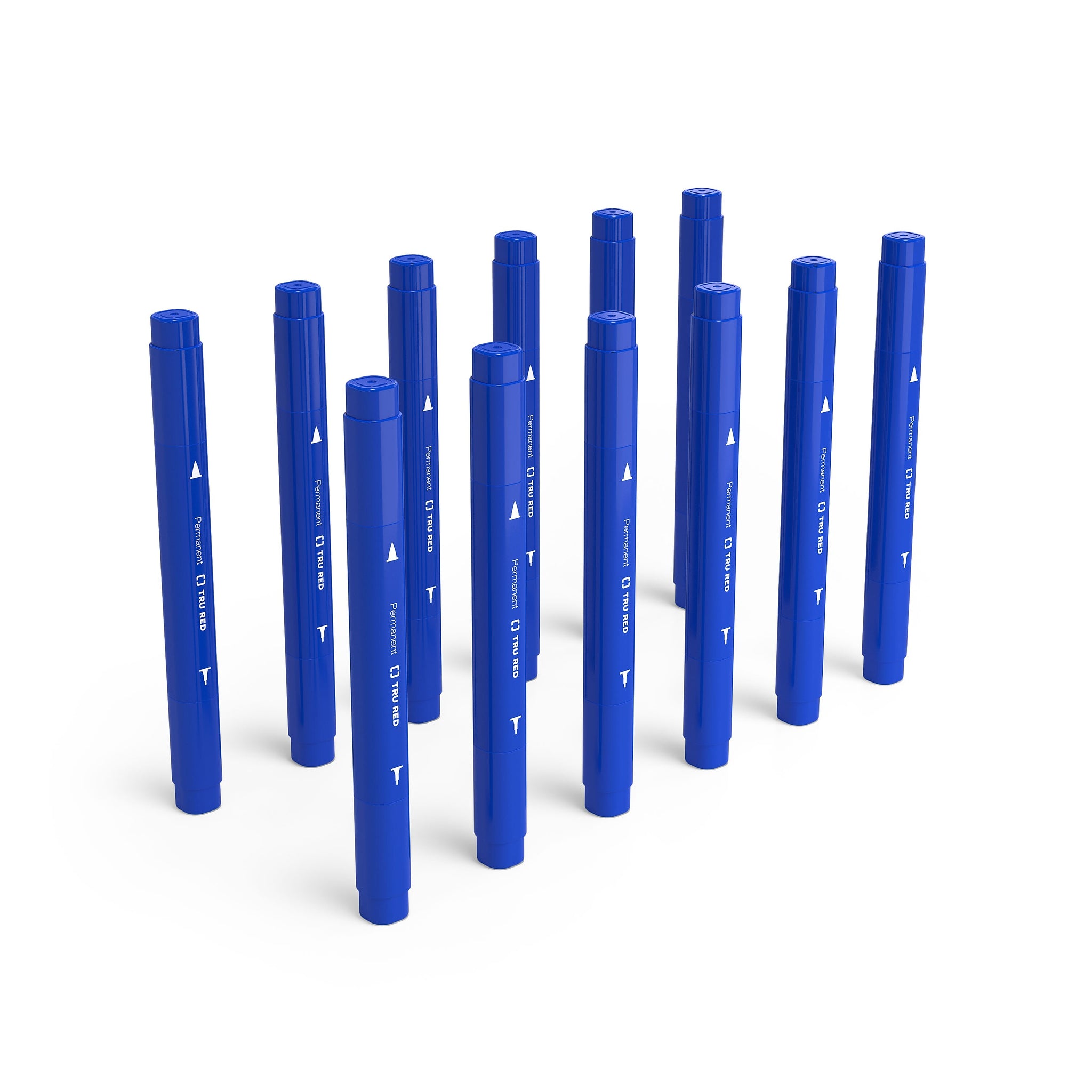 TRU RED™ Pen Permanent Markers, Twin Tip, Blue, 12/Pack