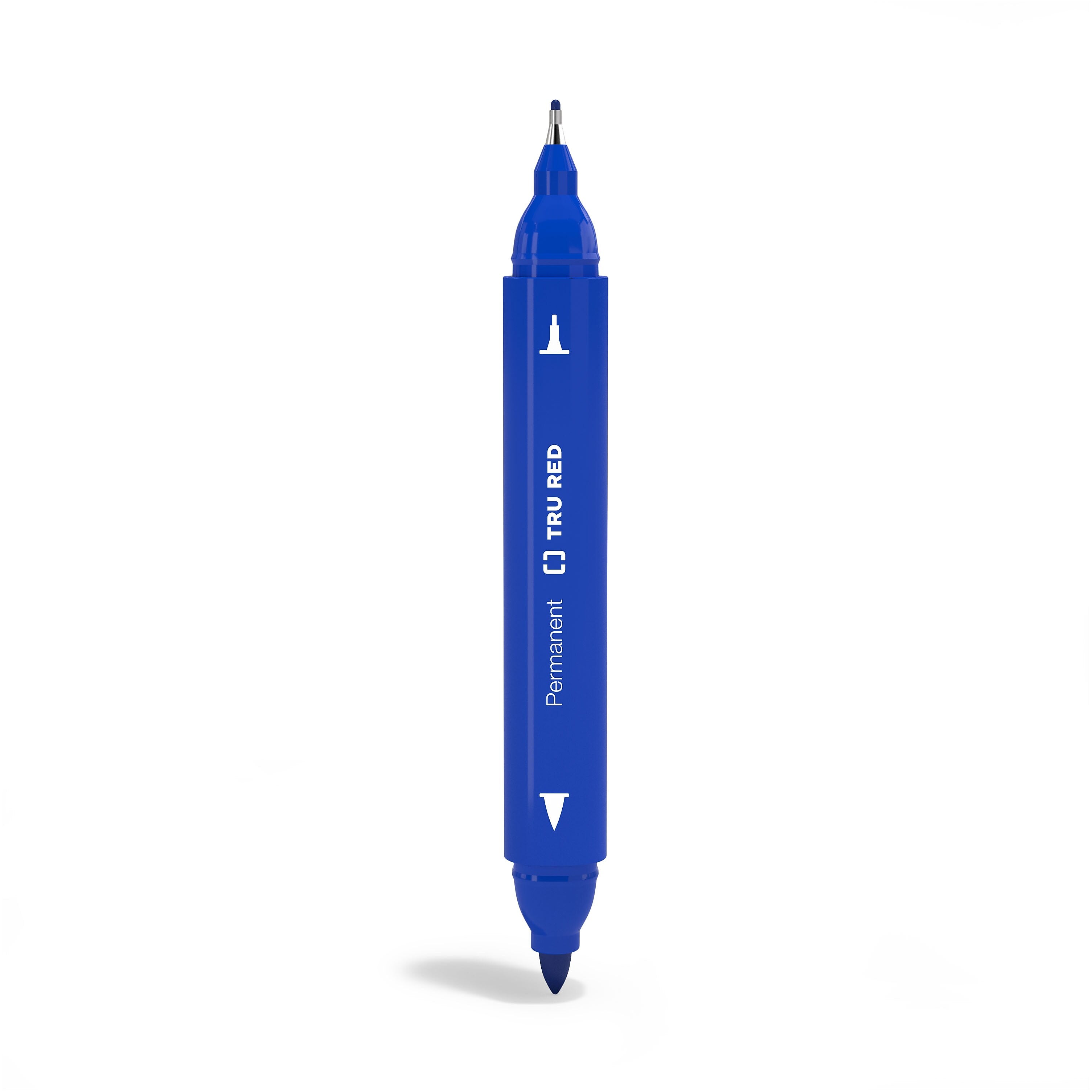 TRU RED™ Pen Permanent Markers, Twin Tip, Blue, 12/Pack