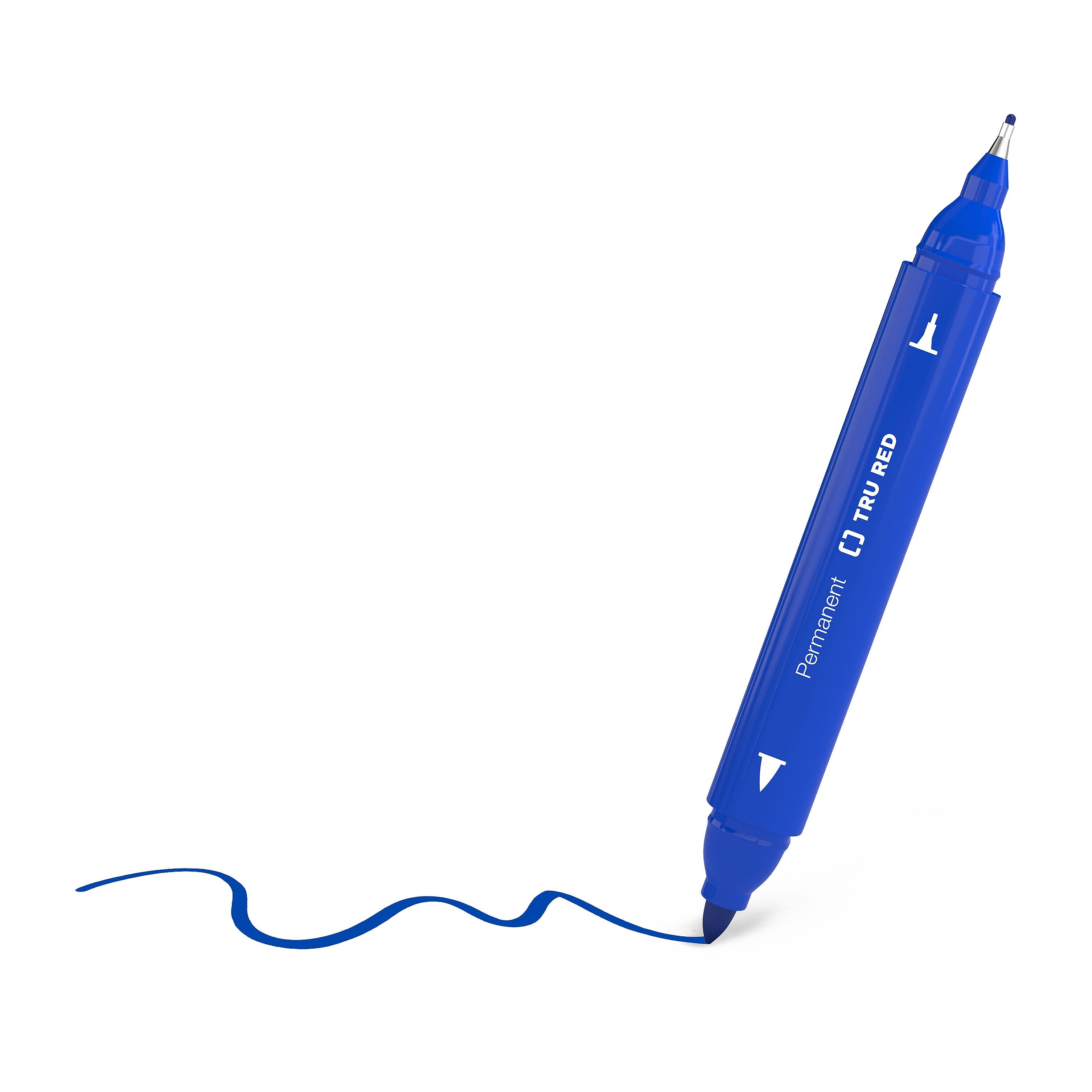 TRU RED™ Pen Permanent Markers, Twin Tip, Blue, 12/Pack