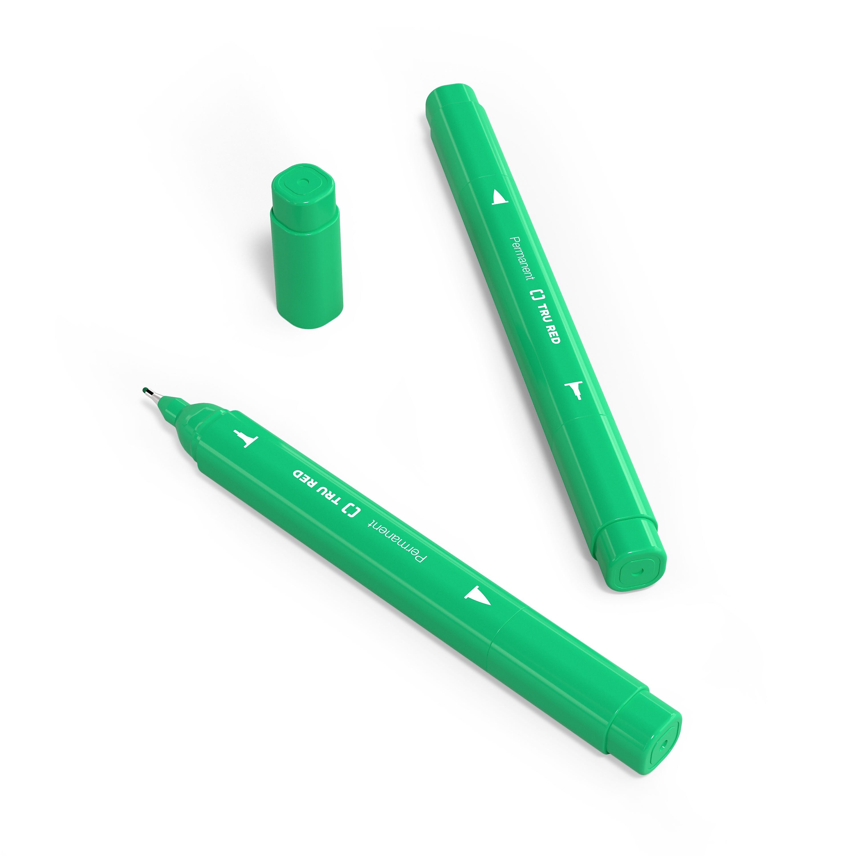 TRU RED™ Pen Permanent Markers, Twin Tip, Green, 12/Pack