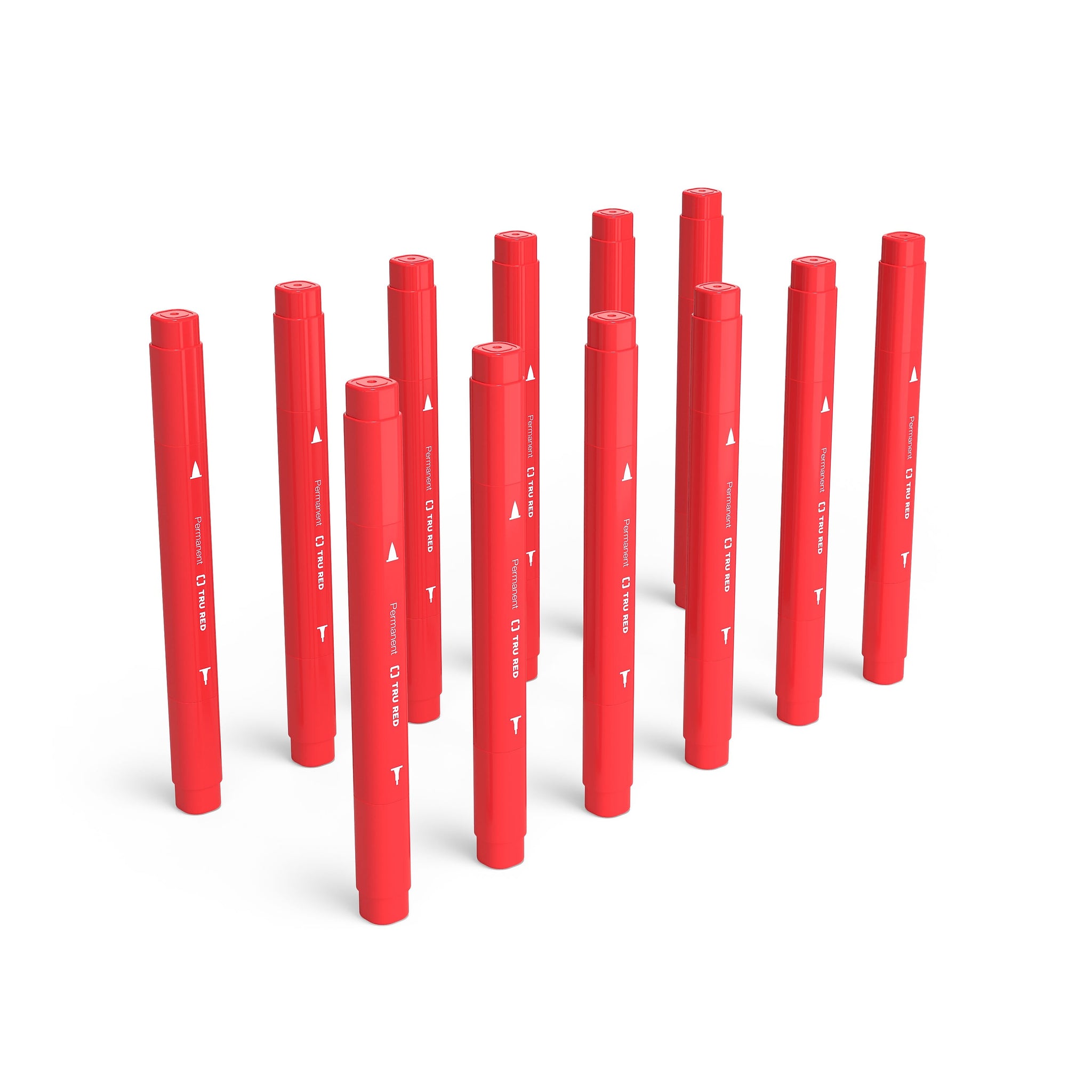 TRU RED™ Pen Permanent Markers, Twin Tip, Red, 12/Pack