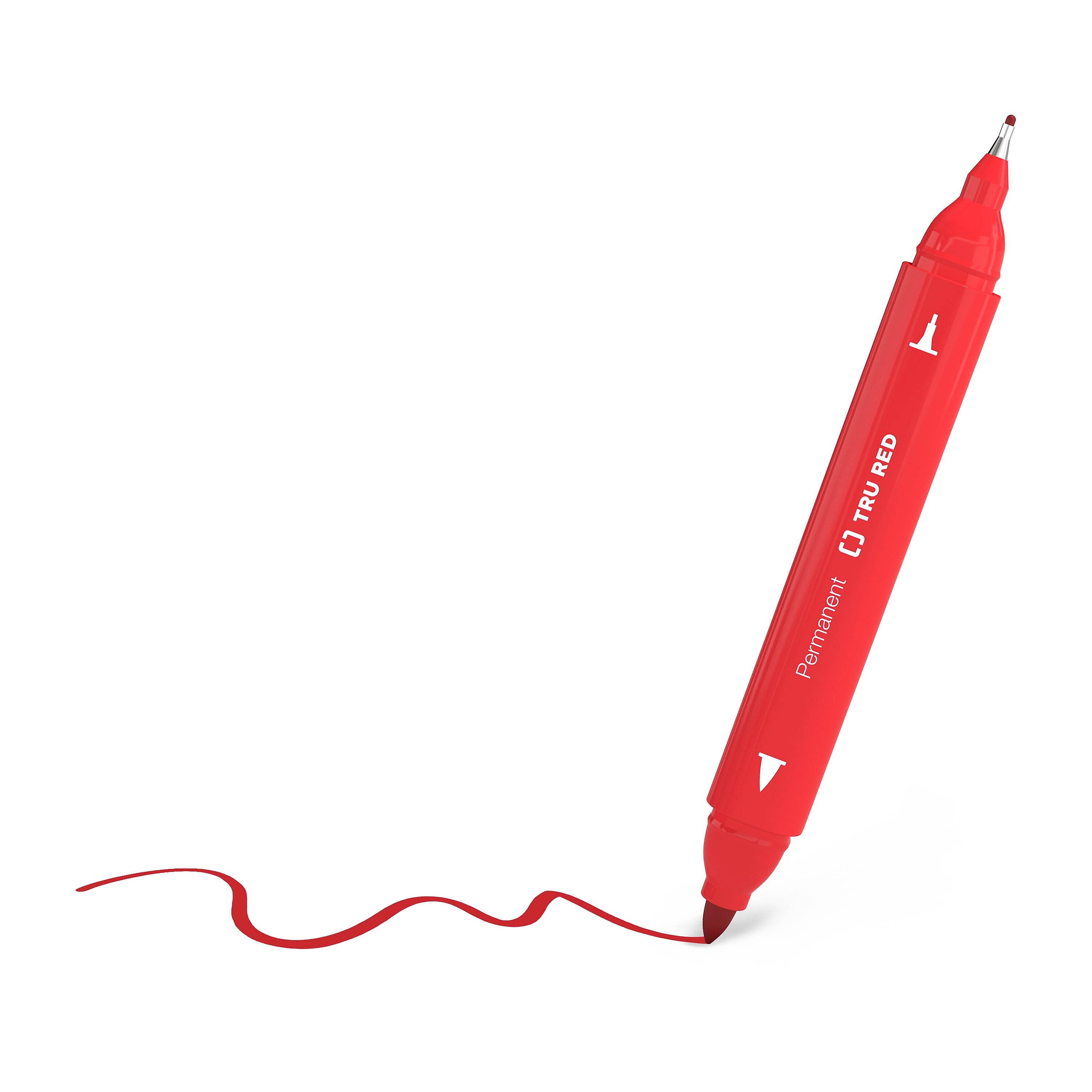 TRU RED™ Pen Permanent Markers, Twin Tip, Red, 12/Pack