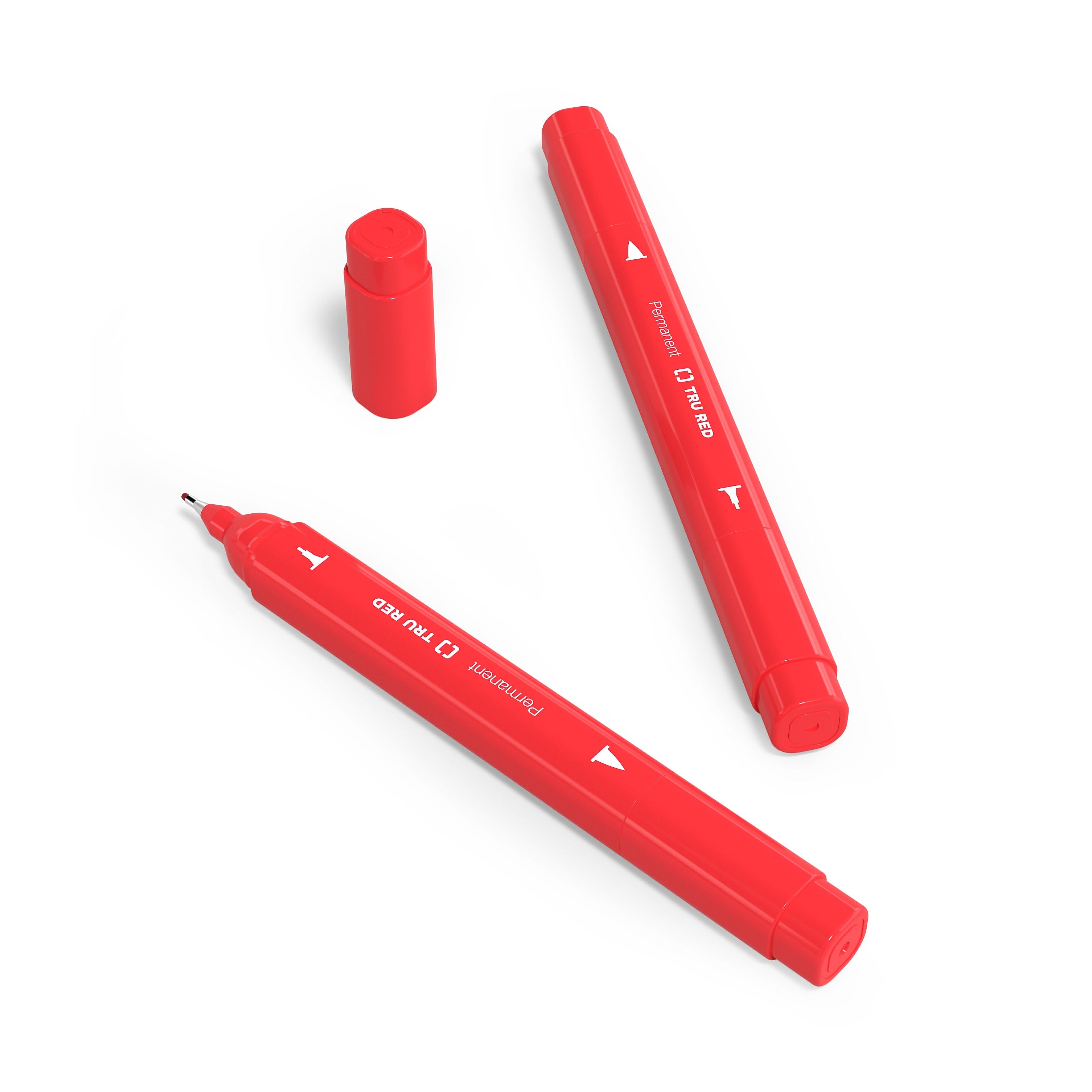 TRU RED™ Pen Permanent Markers, Twin Tip, Red, 12/Pack