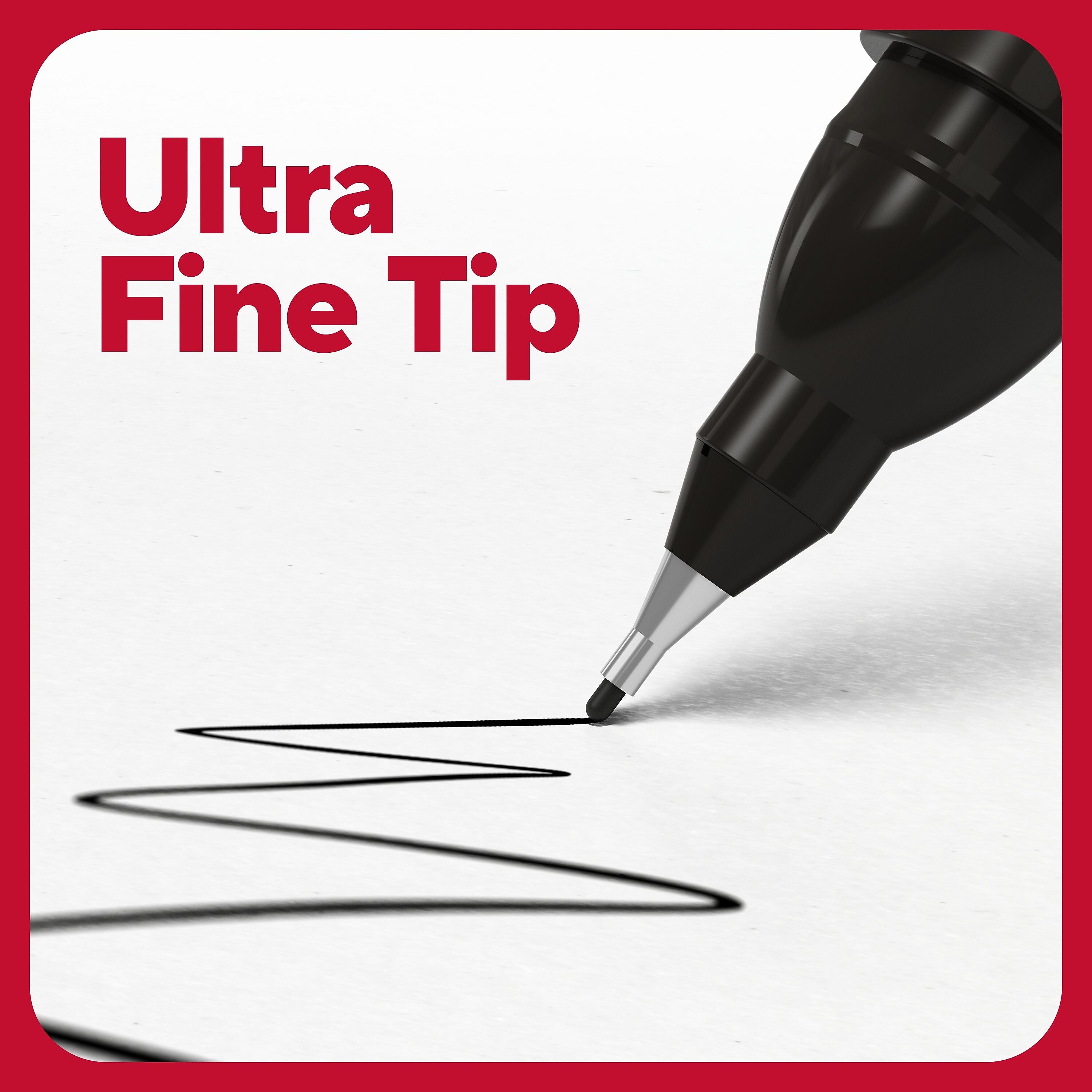 TRU RED™ Pen Permanent Markers, Ultra Fine Tip, Black, 12/Pack