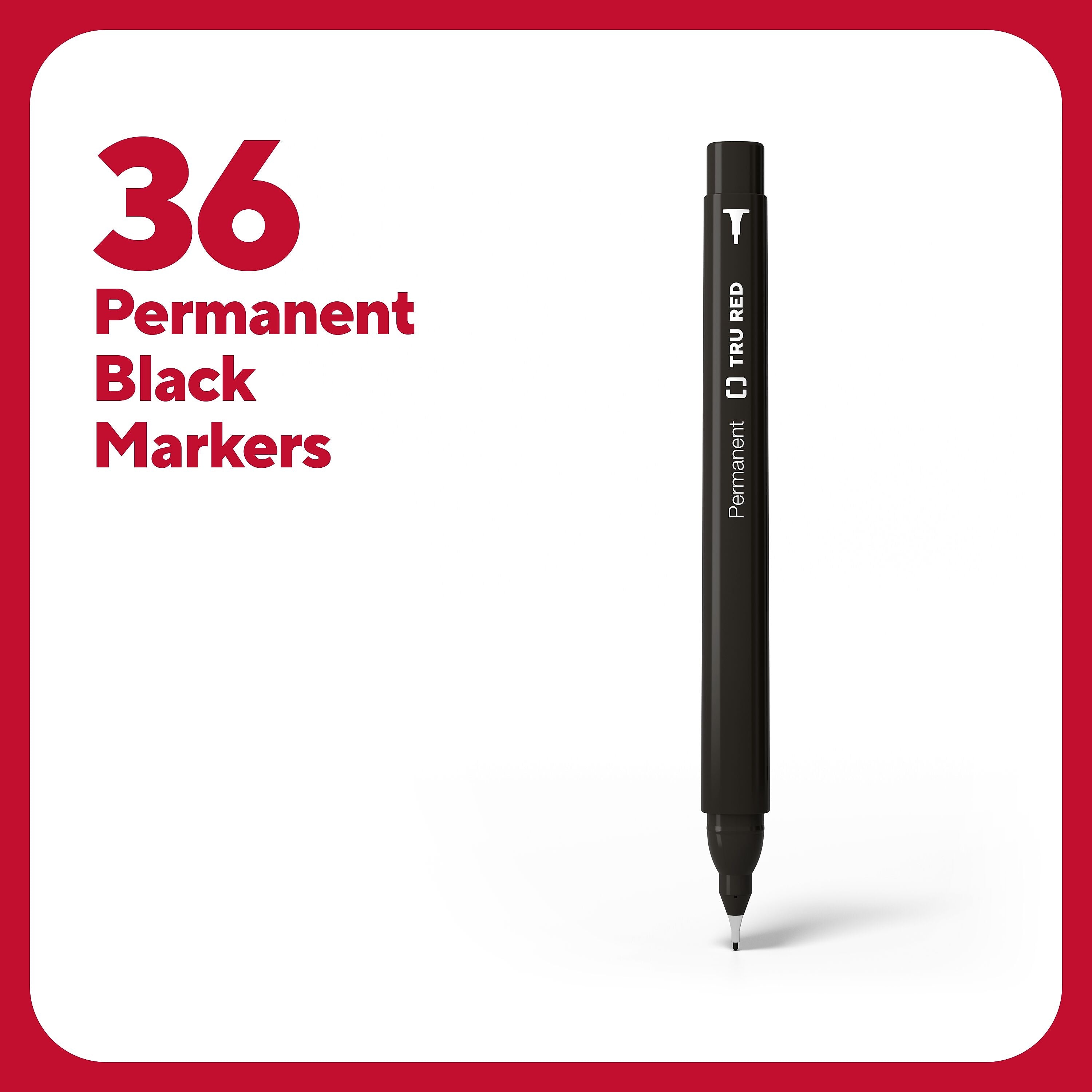TRU RED™ Pen Permanent Markers, Ultra Fine Tip, Black, 36/Pack