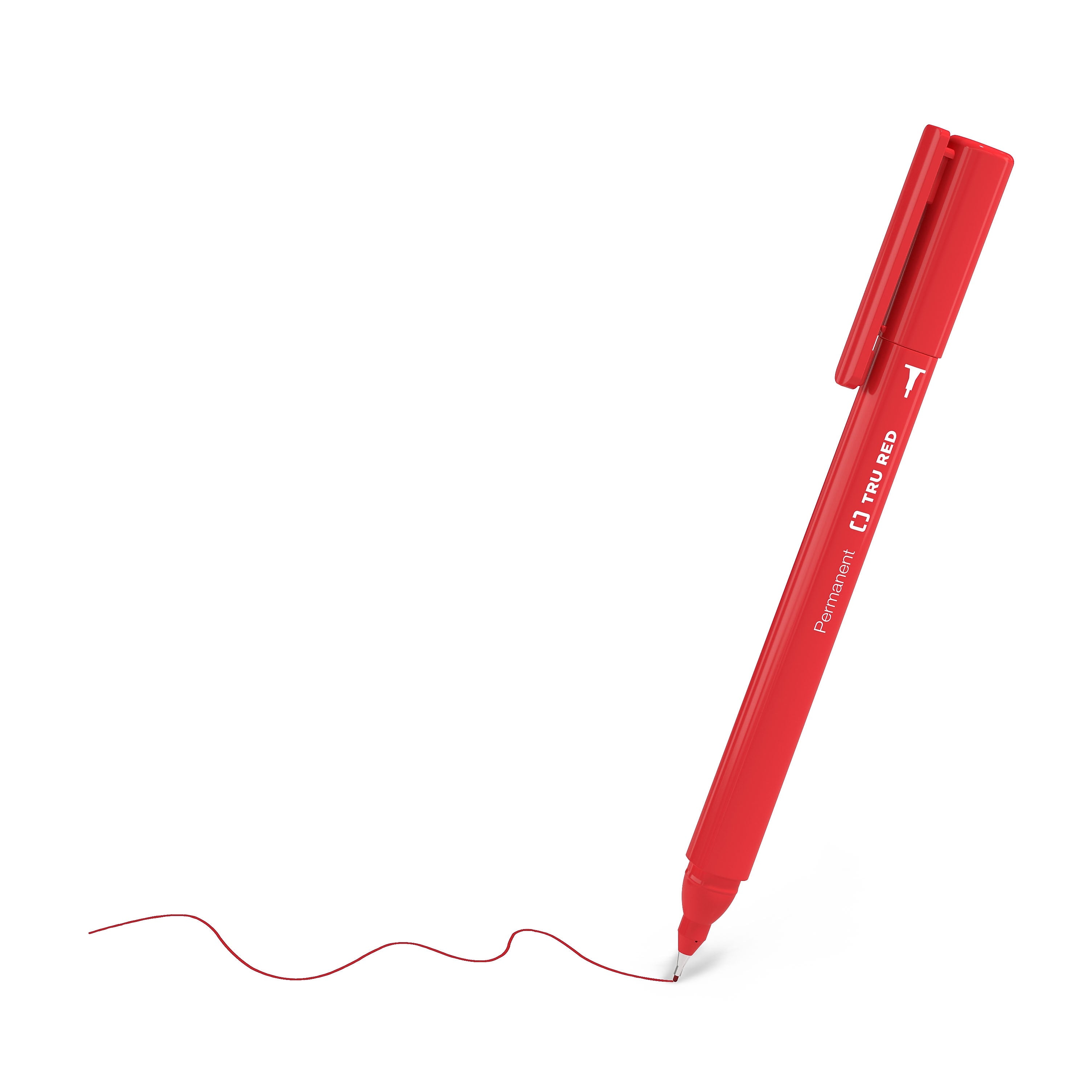 TRU RED™ Pen Permanent Markers, Ultra Fine Tip, Red, 12/Pack