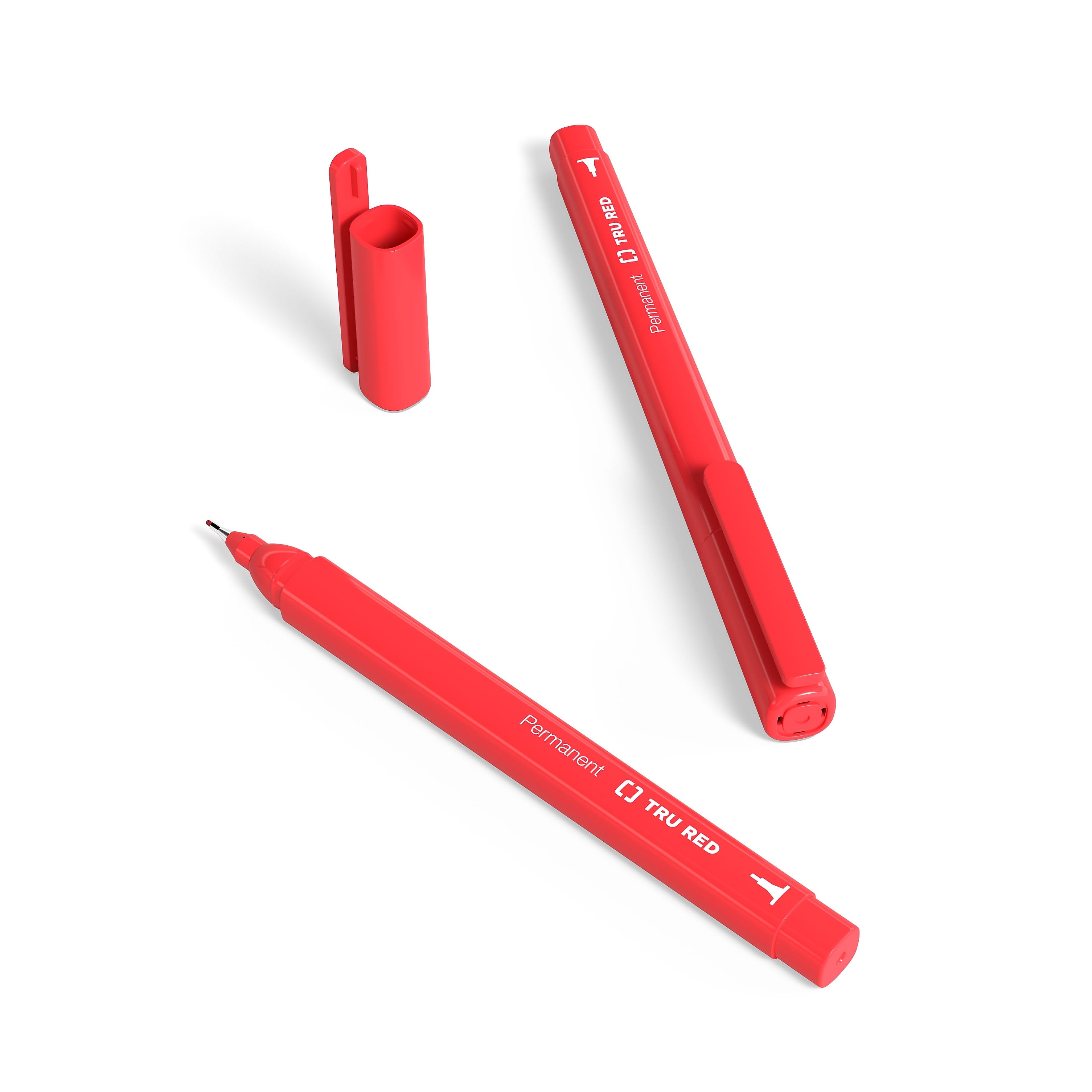 TRU RED™ Pen Permanent Markers, Ultra Fine Tip, Red, 12/Pack