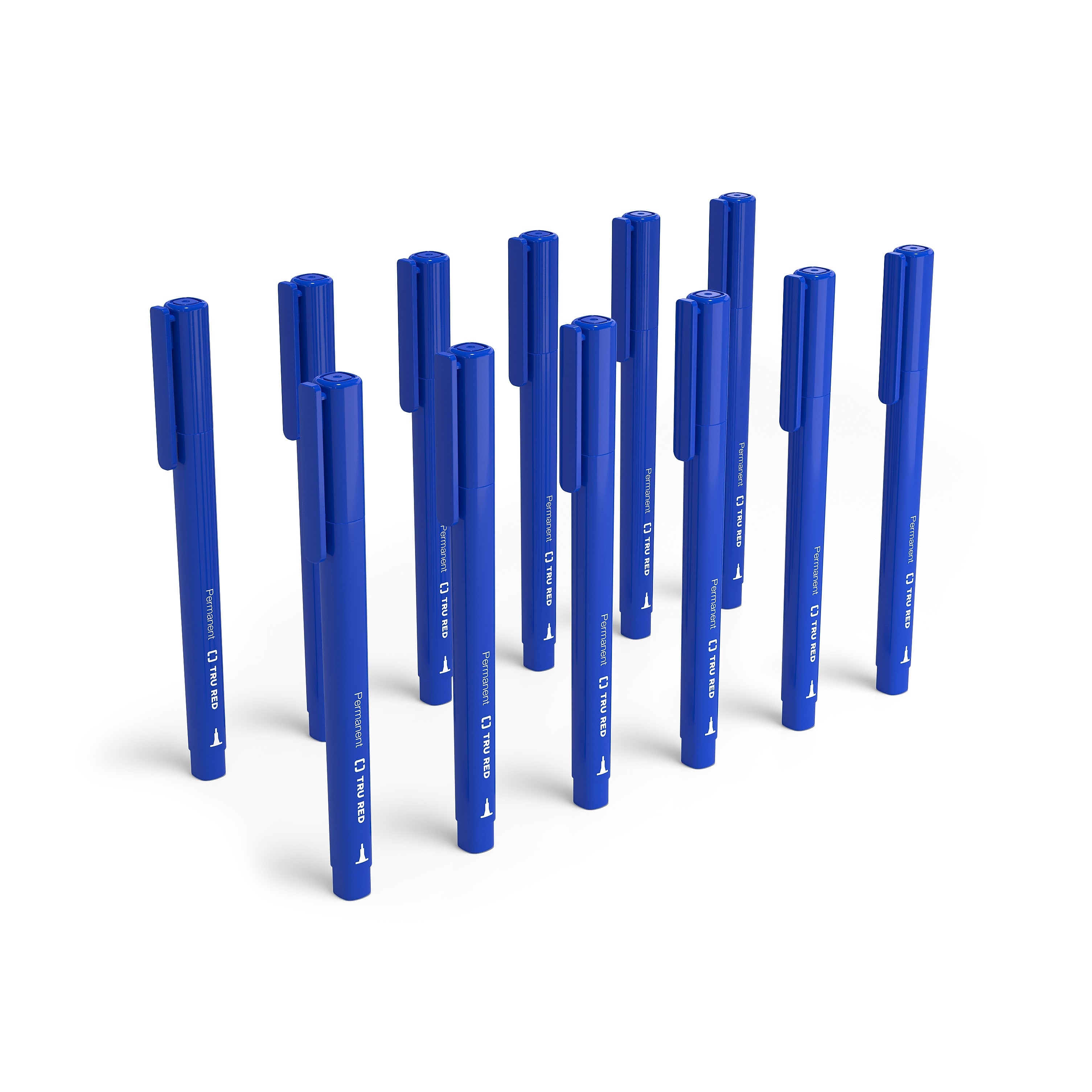 TRU RED™ Permanent Markers, Ultra Fine Tip, Blue, 12/Pack