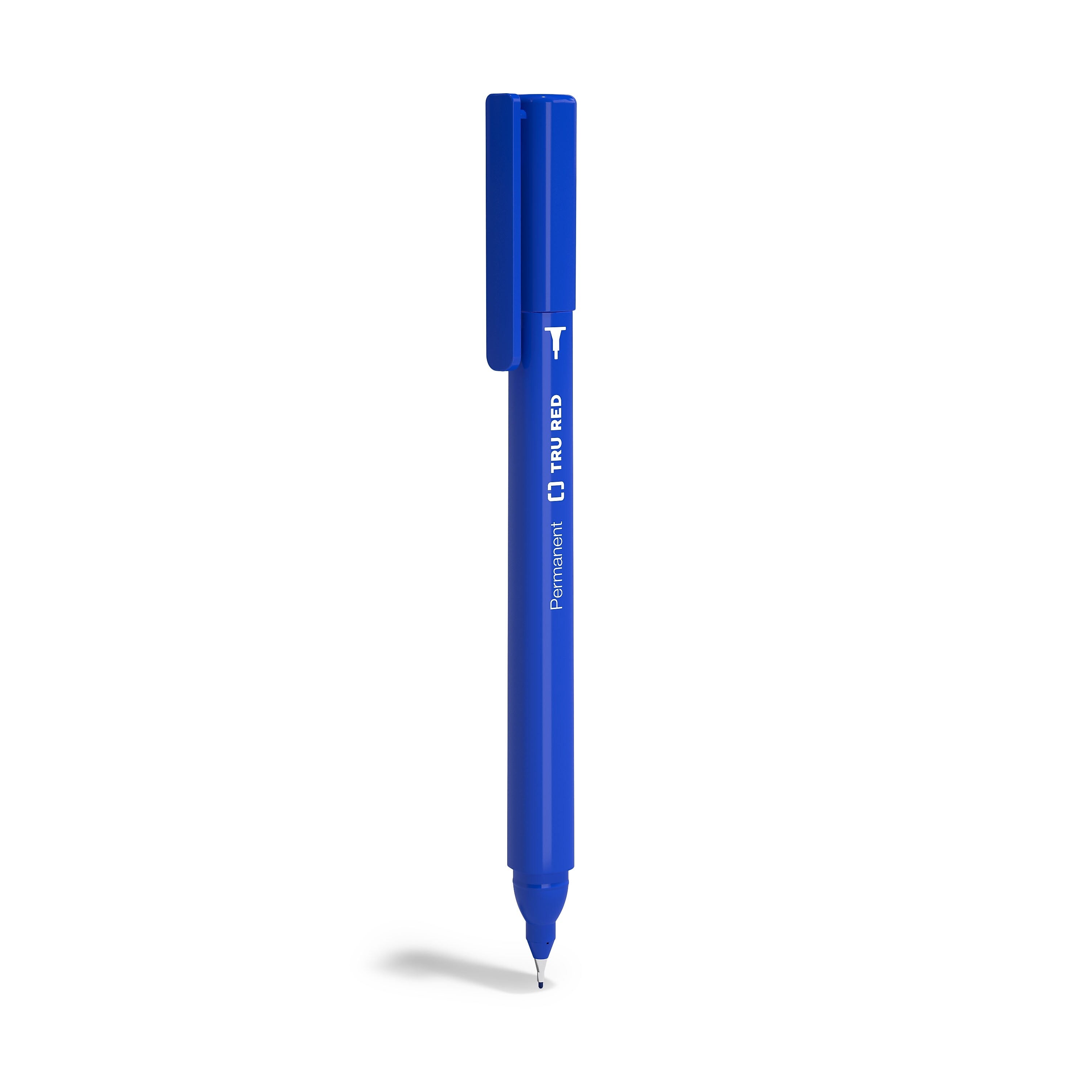 TRU RED™ Permanent Markers, Ultra Fine Tip, Blue, 12/Pack