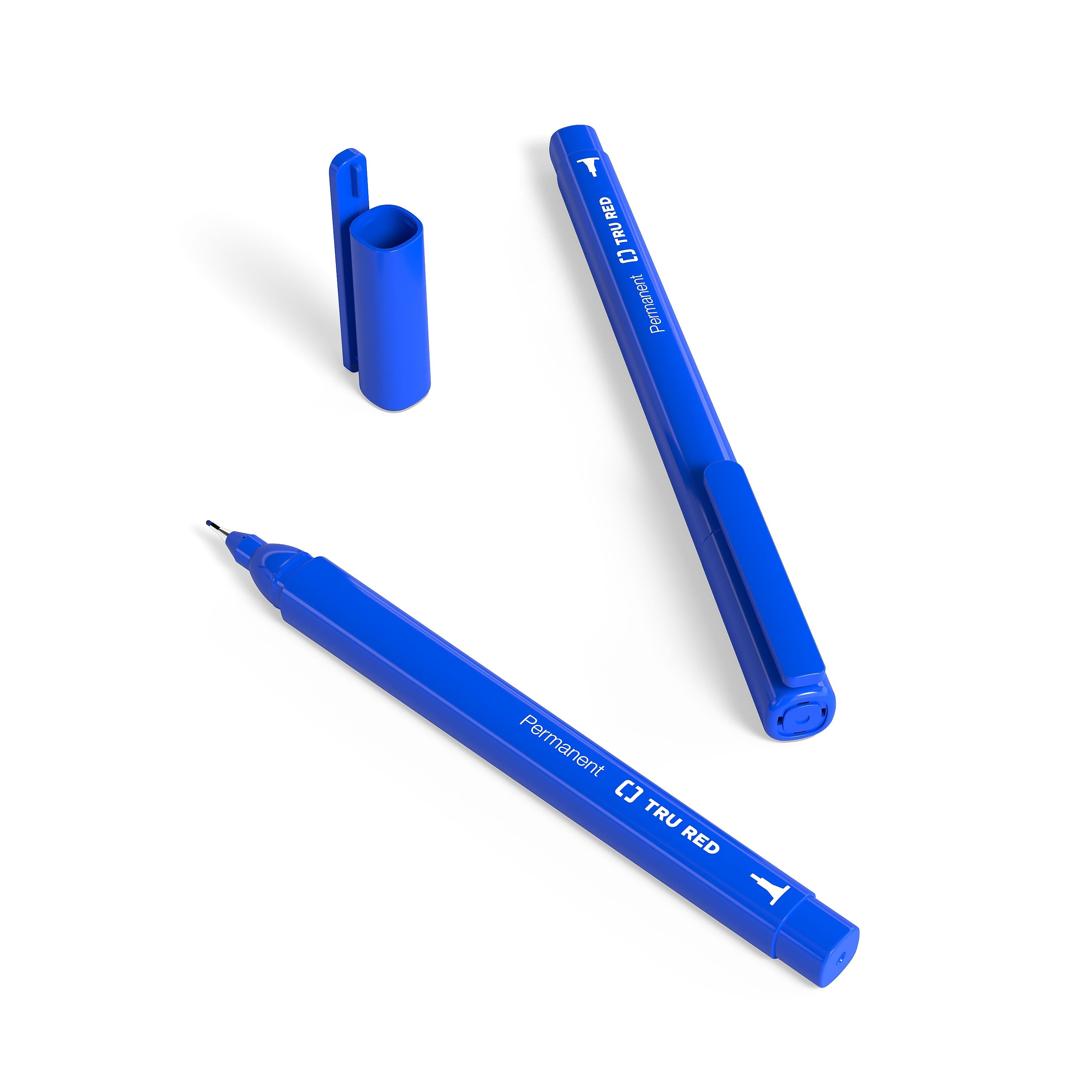 TRU RED™ Permanent Markers, Ultra Fine Tip, Blue, 12/Pack
