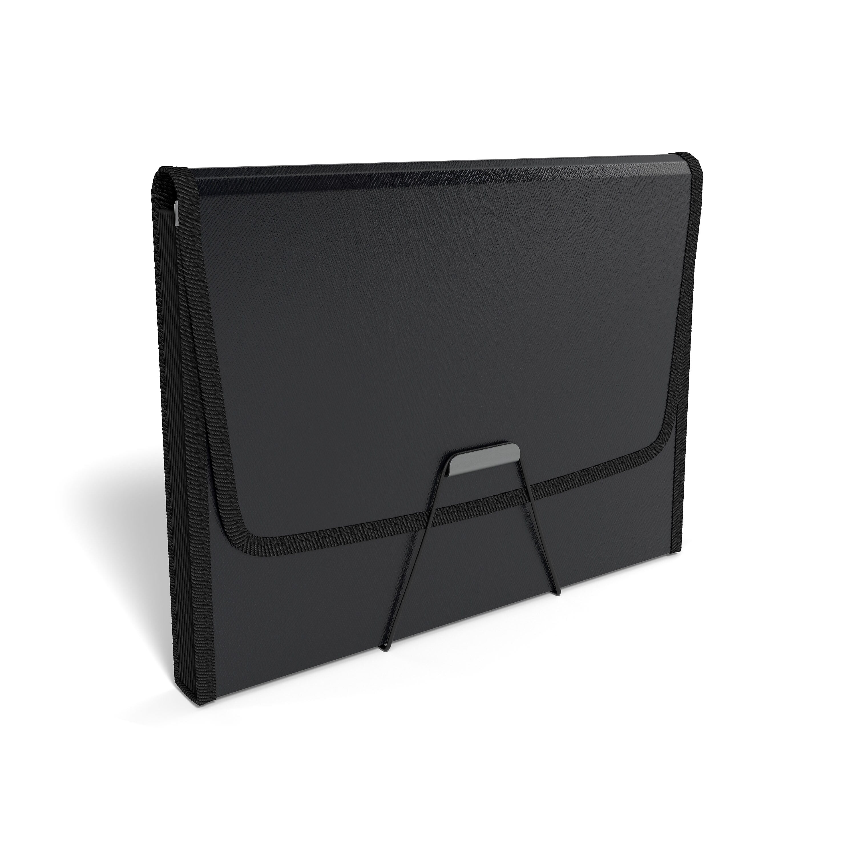 TRU RED Plastic Accordion File, 13-Pocket, Letter Size, Black