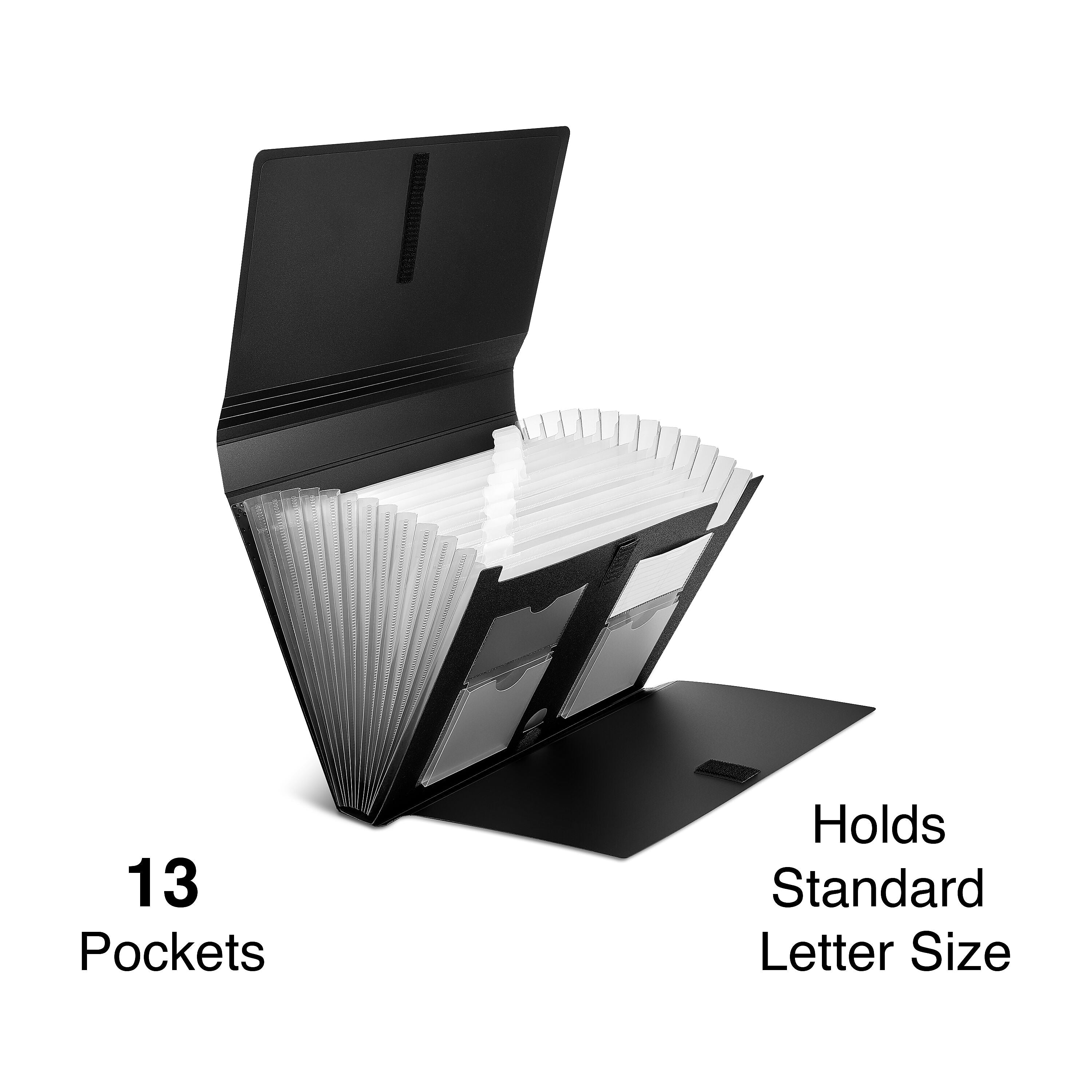 TRU RED Plastic Filing Accordion File, 13-Pocket, Letter Size, Black