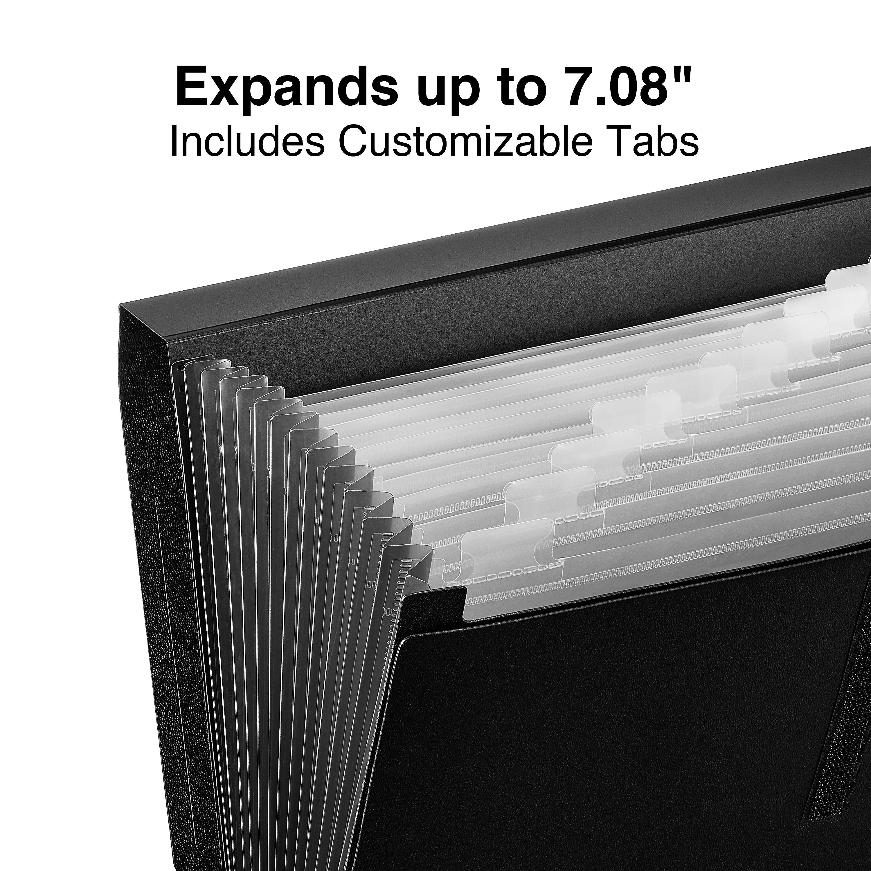 TRU RED Plastic Filing Accordion File, 13-Pocket, Letter Size, Black