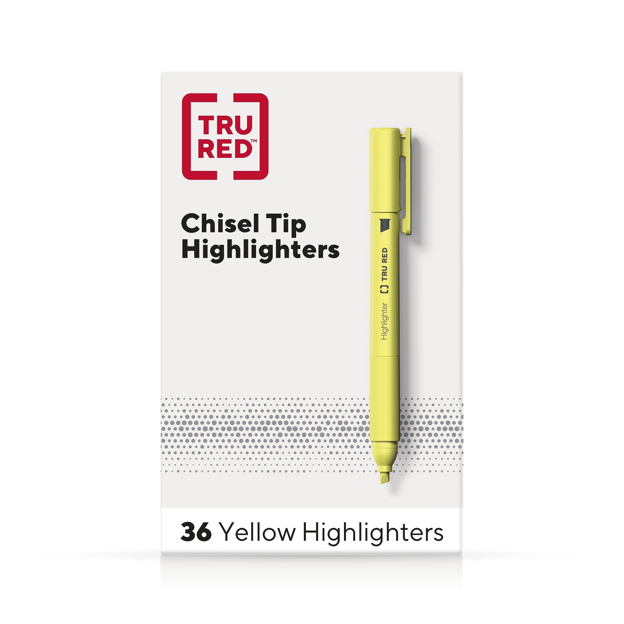 TRU RED™ Pocket Stick Highlighter with Grip, Chisel Tip, Yellow, 36/Pack