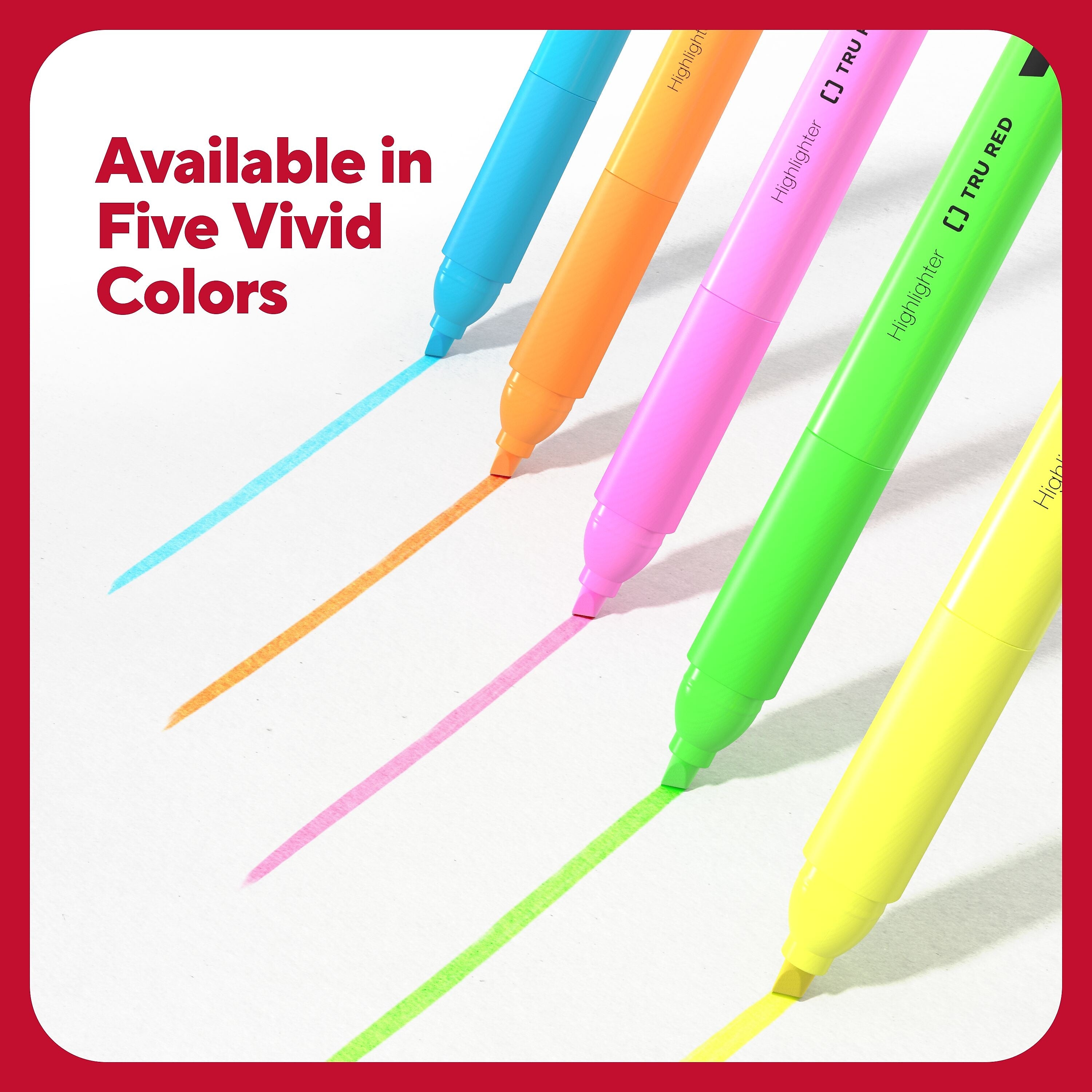 TRU RED™ Pocket Stick Highlighter with Grip, Chisel Tip, Yellow, 36/Pack