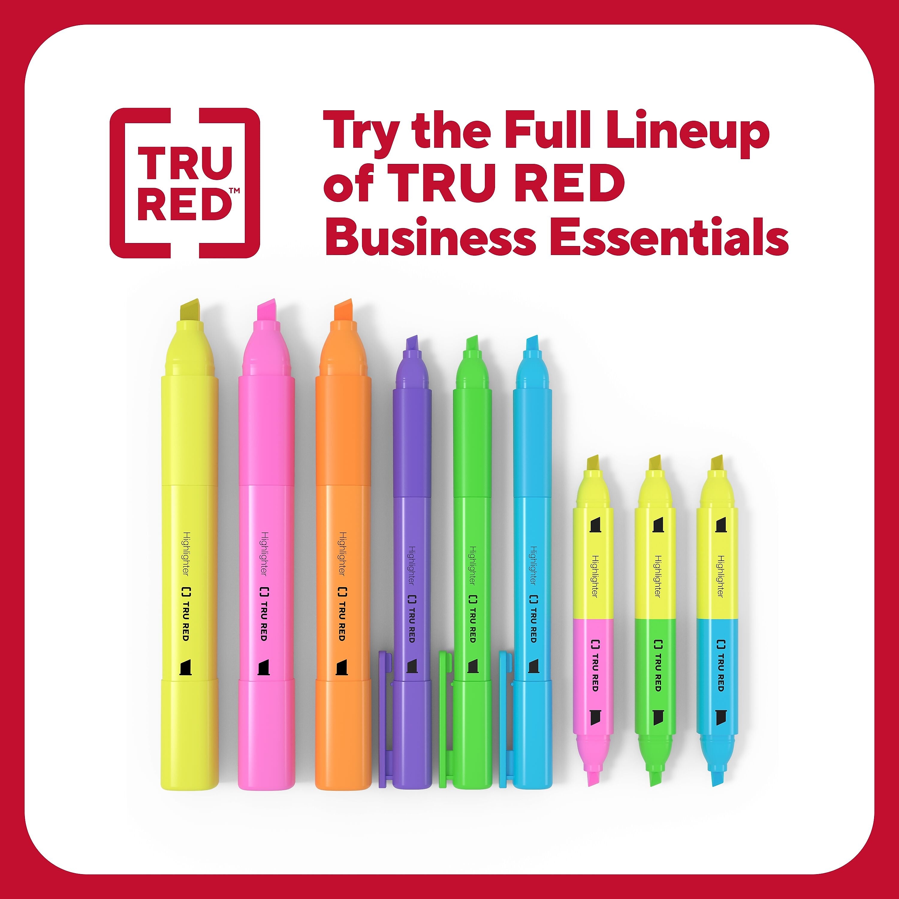 TRU RED™ Pocket Stick Highlighter with Grip, Chisel Tip, Yellow, 5/Pack