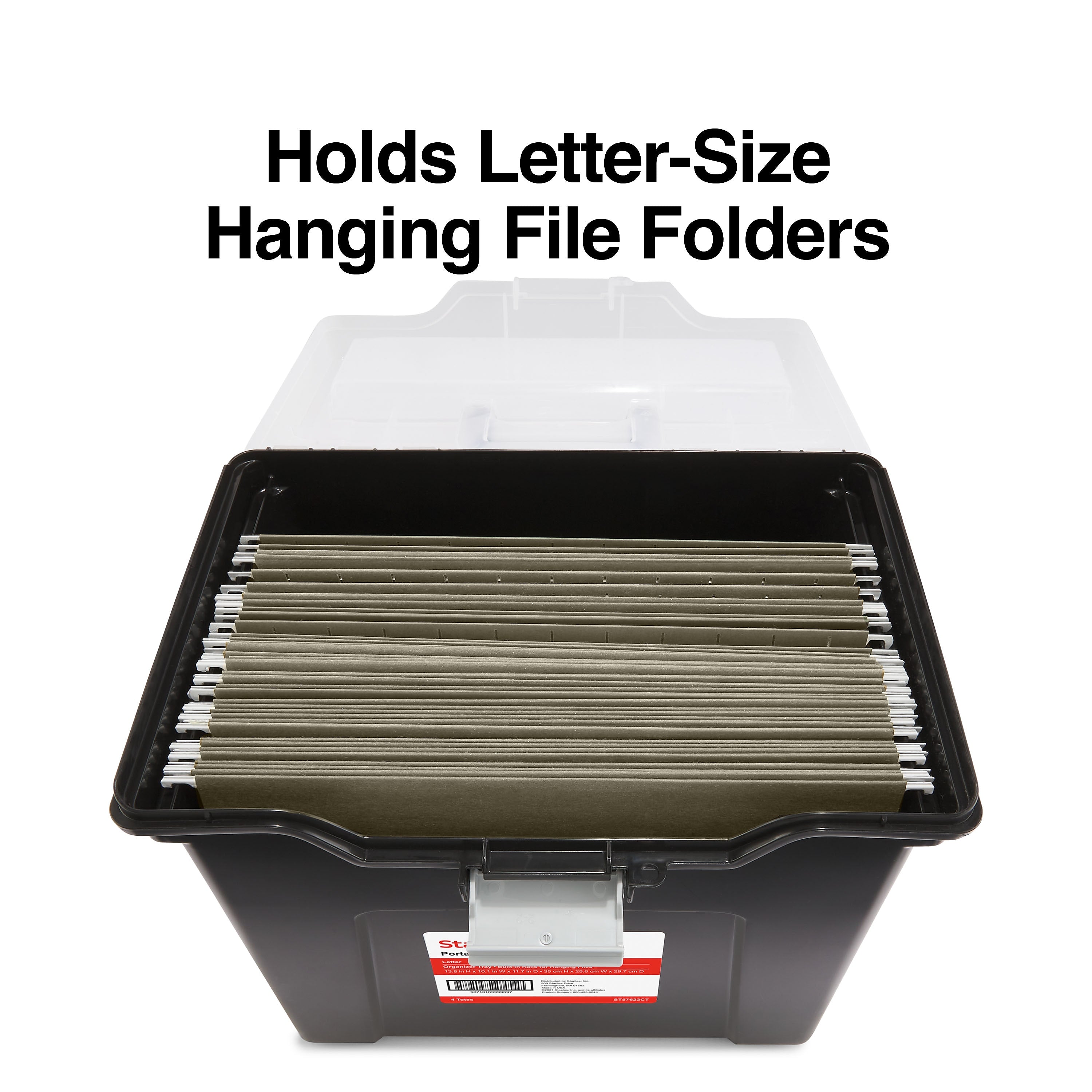 TRU RED™ Portable File Tote, Letter Size, Black, 4/Carton