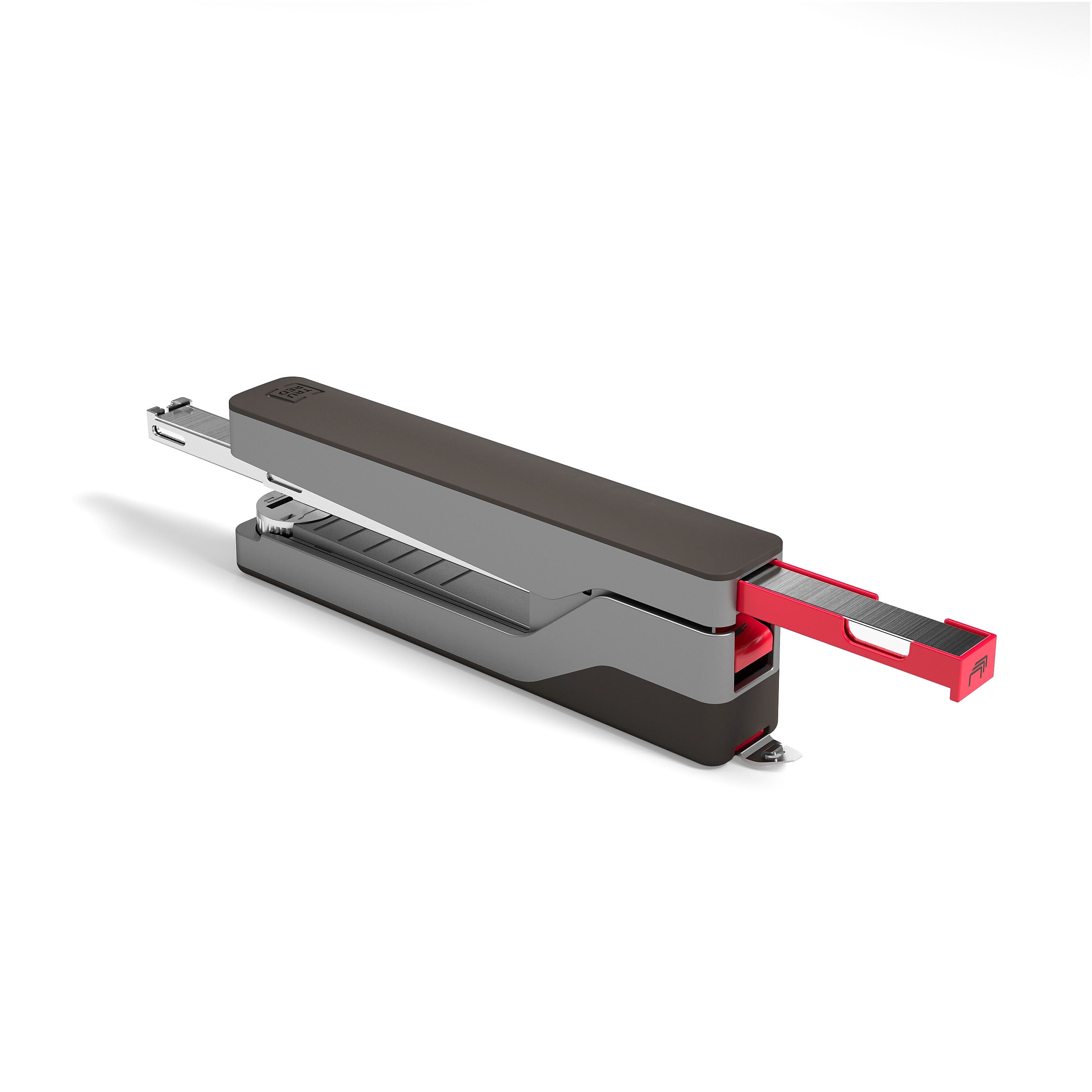 TRU RED™ Premium Desktop Stapler, 30-Sheet Capacity, Gray/Red