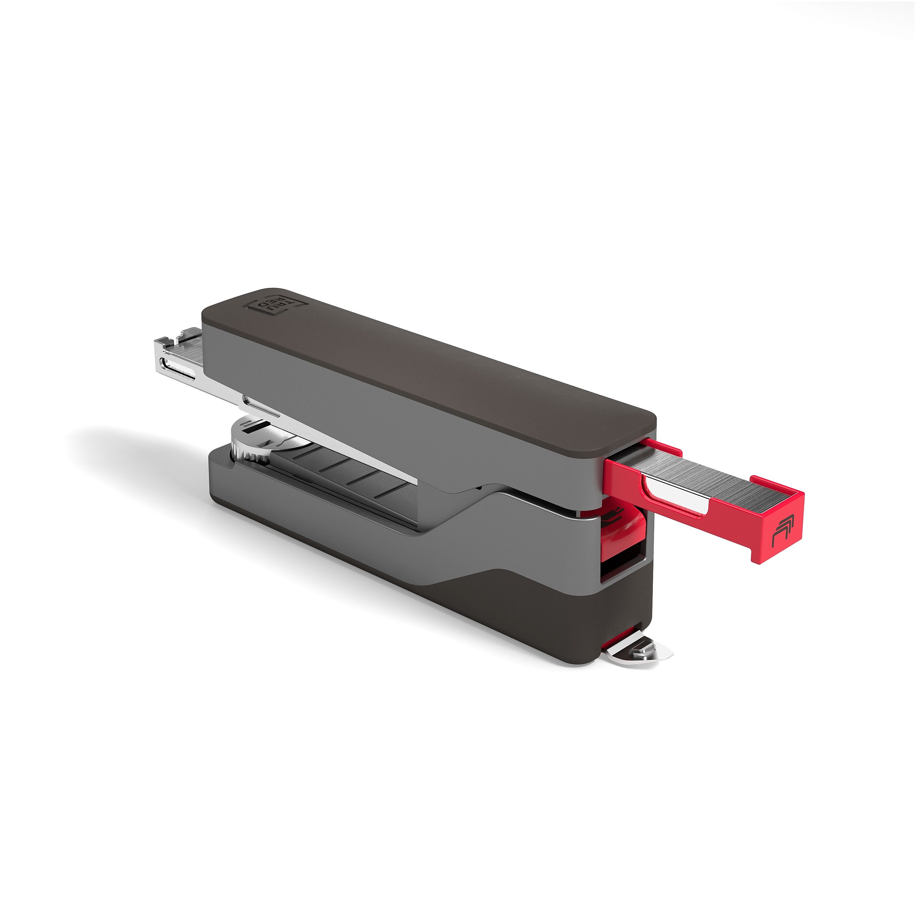 TRU RED™ Premium Desktop Stapler, 30-Sheet Capacity, Gray/Red
