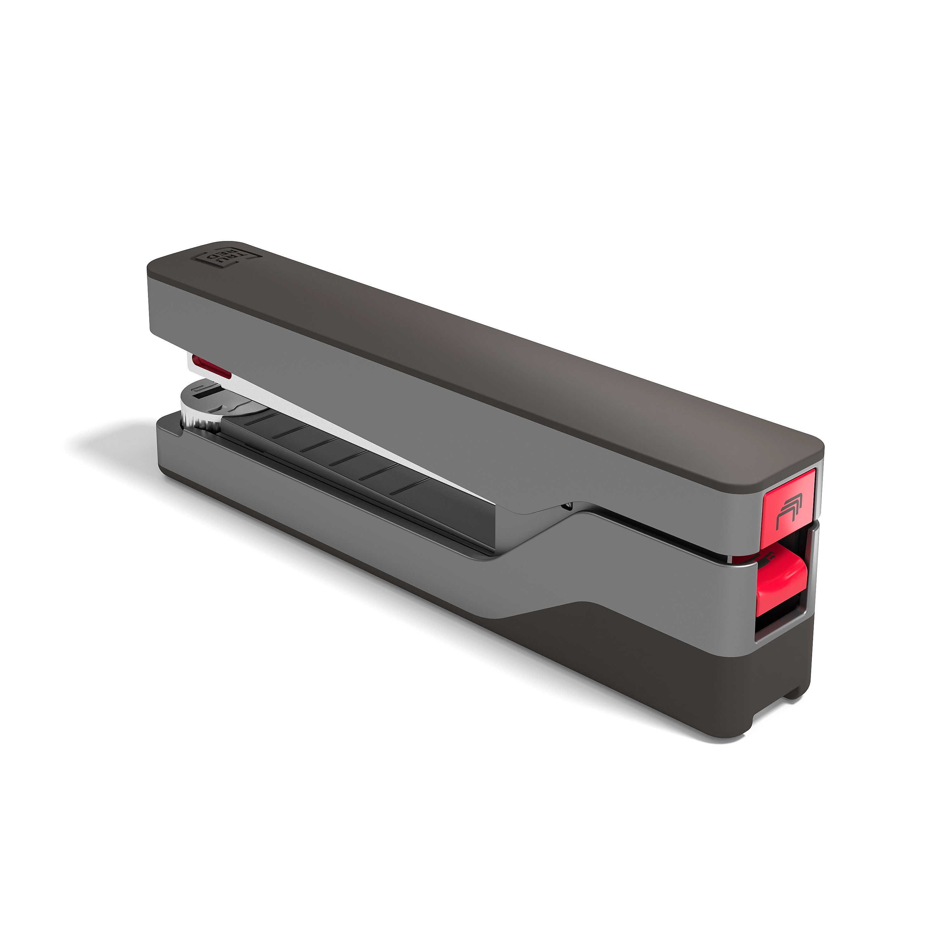 TRU RED™ Premium Desktop Stapler, 30-Sheet Capacity, Gray/Red