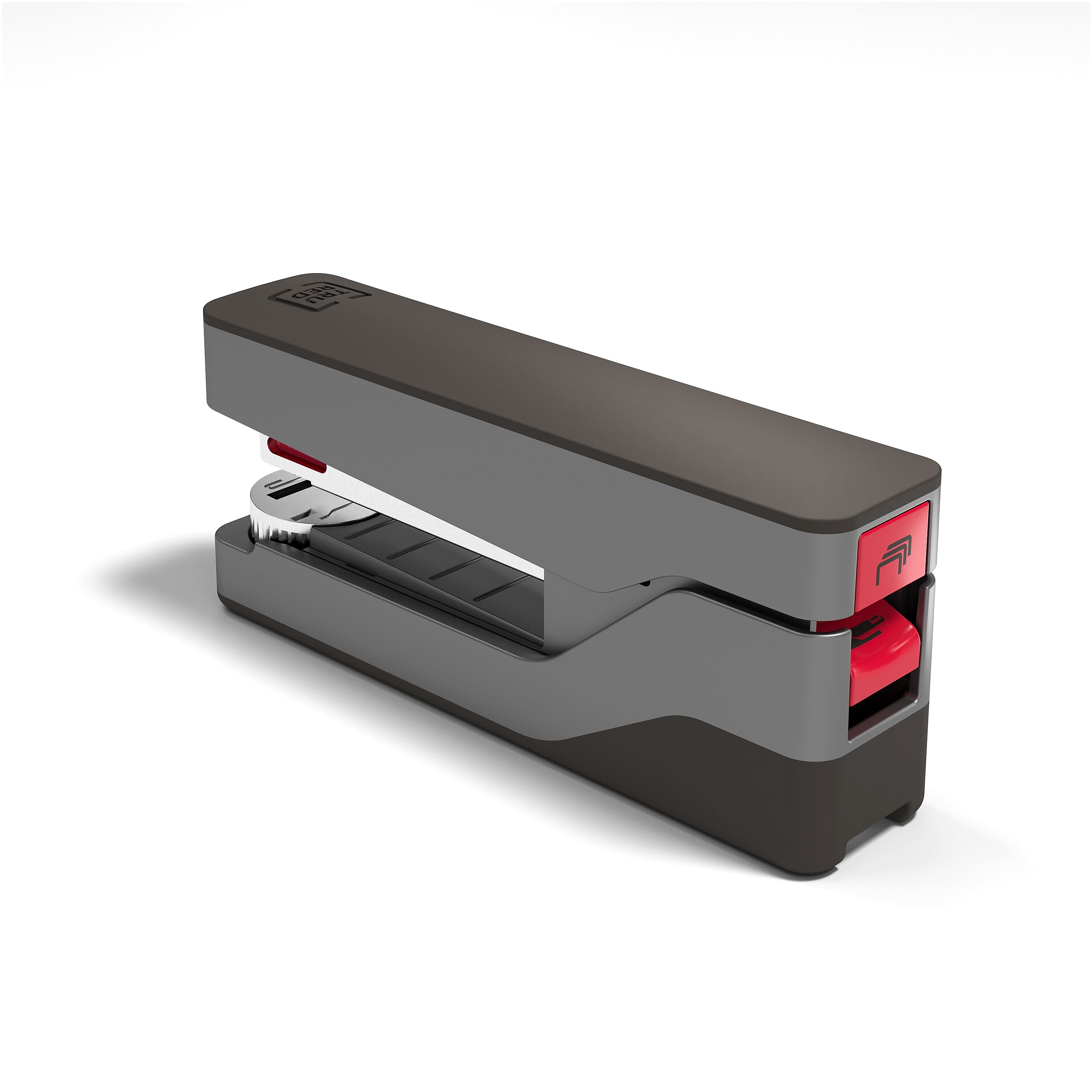 TRU RED™ Premium Desktop Stapler, 30-Sheet Capacity, Gray/Red