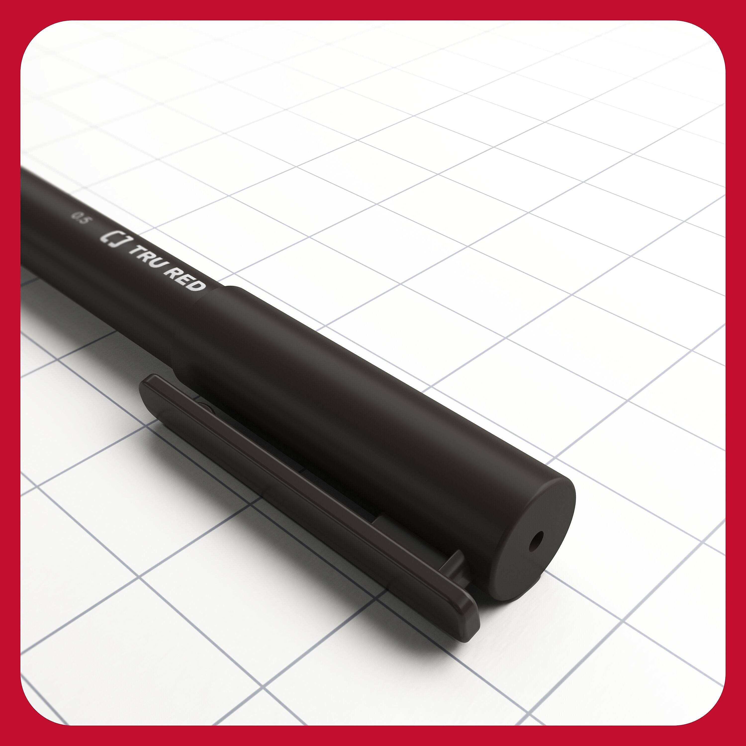 TRU RED™ Quick Dry Gel Pens, Fine Point, 0.5mm, Black, Dozen