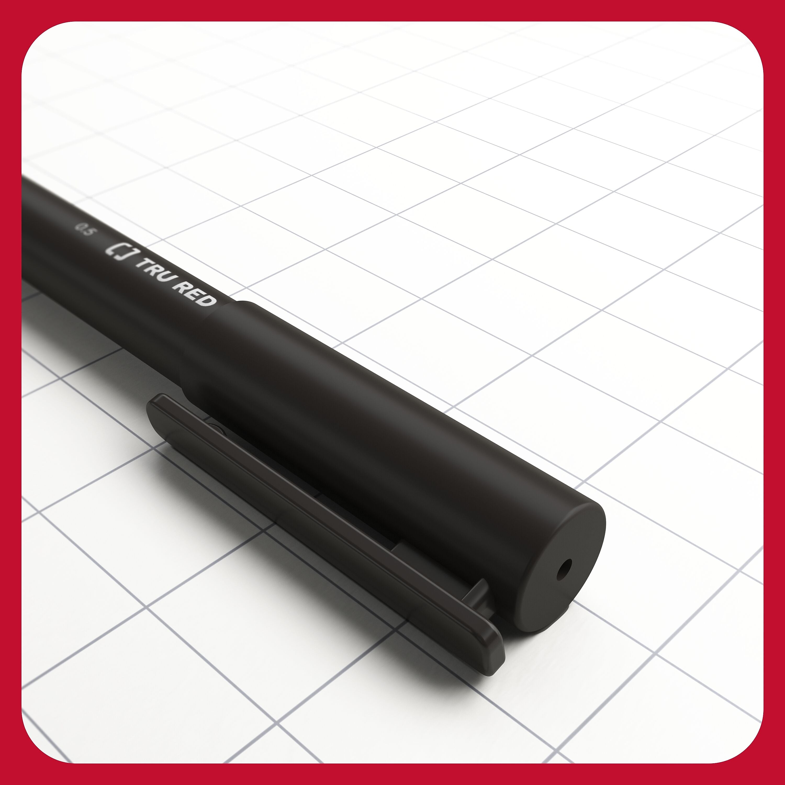 TRU RED™ Quick Dry Gel Pens, Fine Point, 0.5mm, Black, Dozen