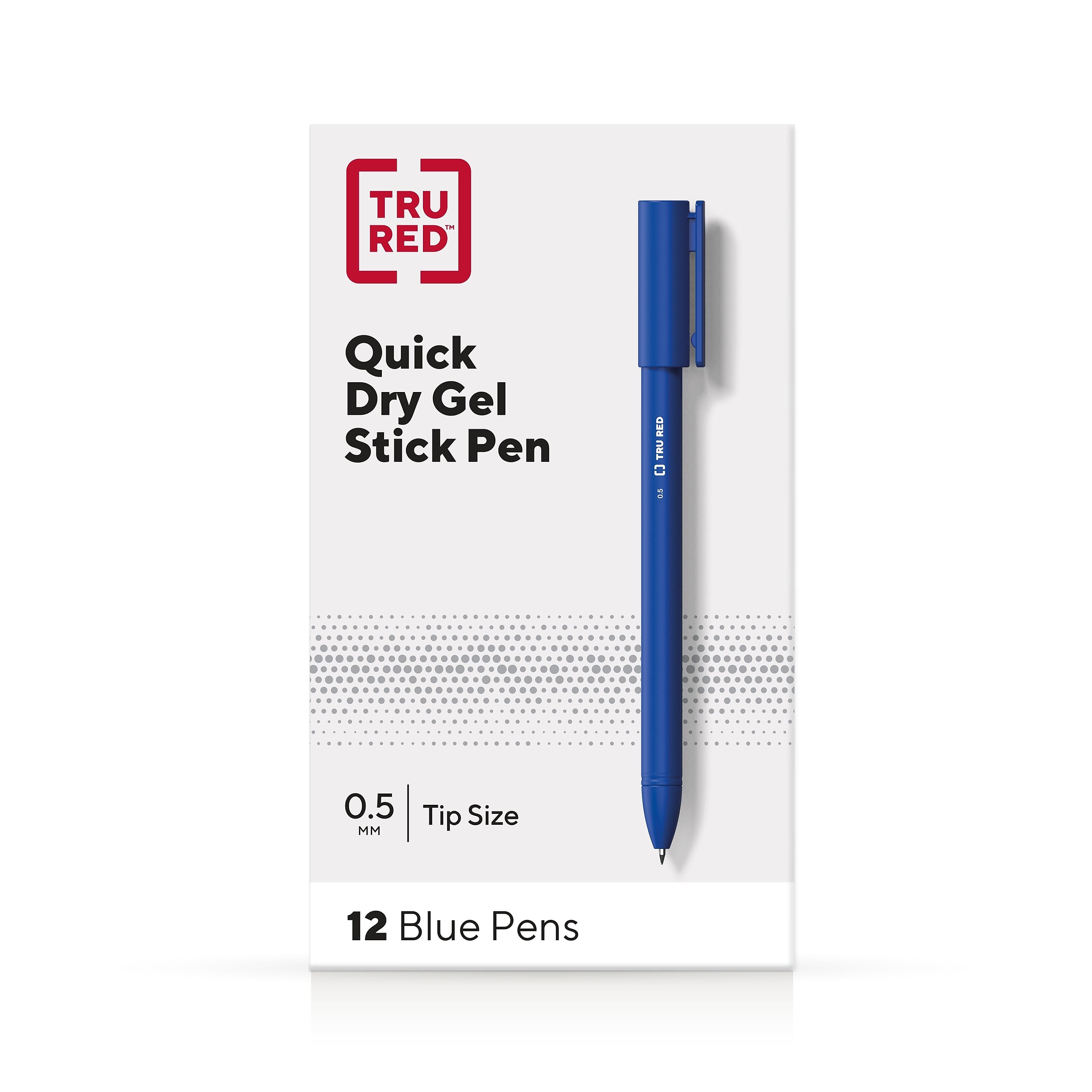 TRU RED™ Quick Dry Gel Pens, Fine Point, 0.5mm, Blue, Dozen