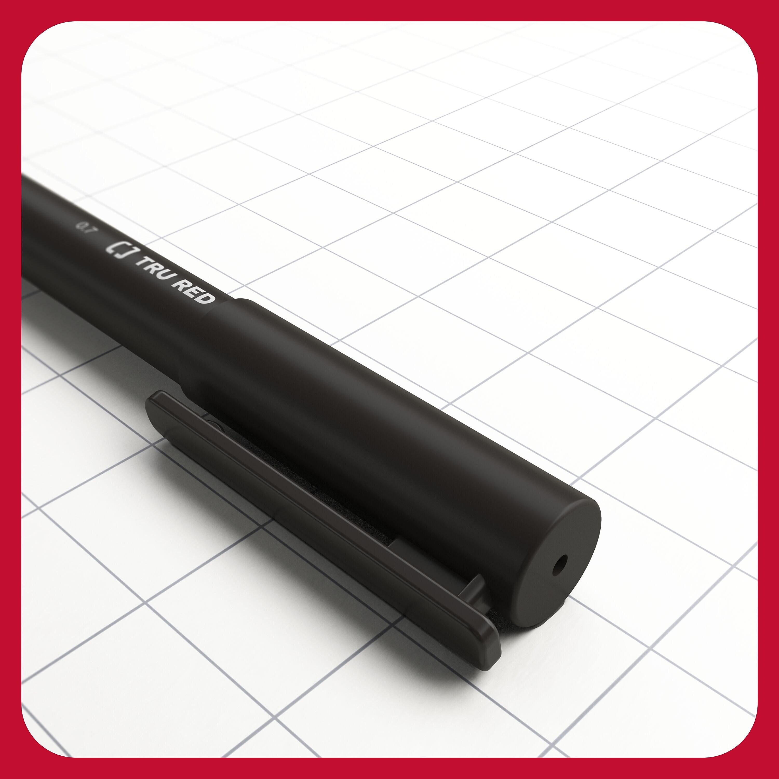 TRU RED™ Quick Dry Gel Pens, Medium Point, 0.7mm, Black, 5/Pack