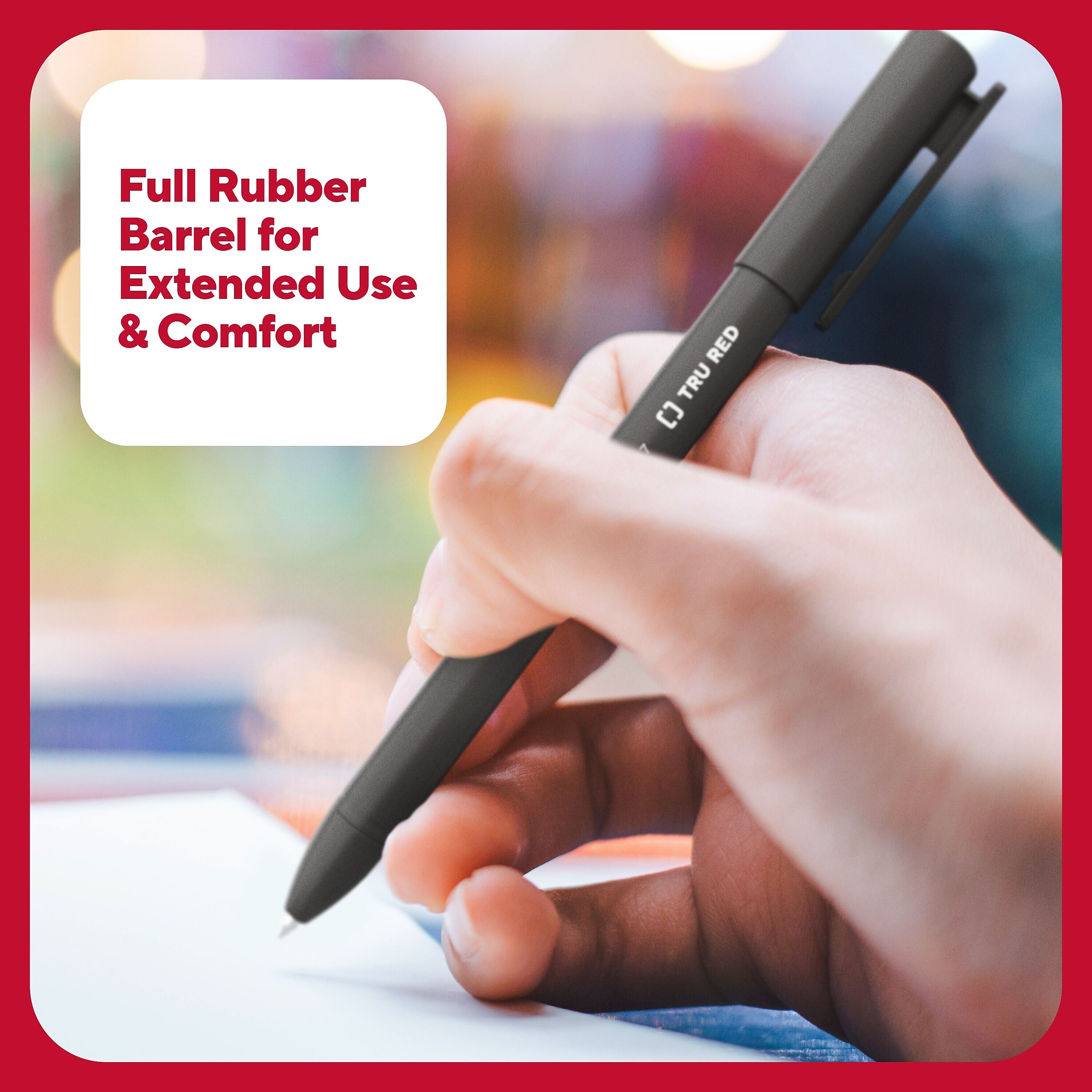 TRU RED Quick Dry Gel Pens, Medium Point, 0.7mm, Black, Dozen