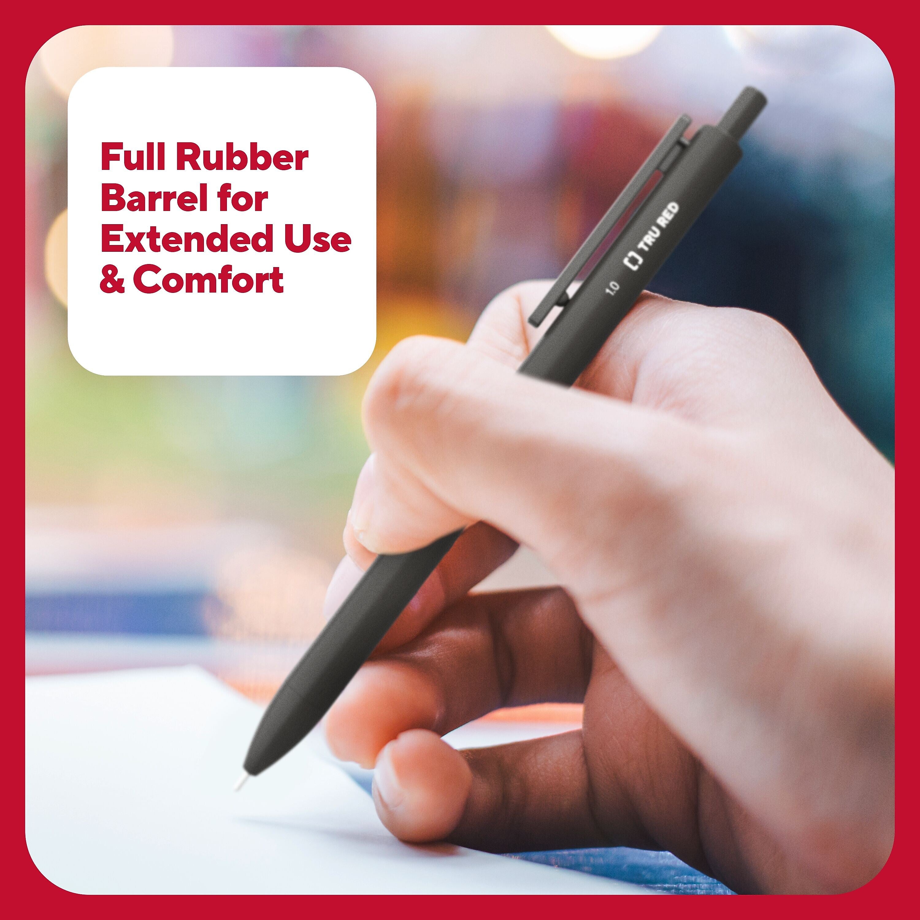 TRU RED™ Retractable Quick Dry Gel Pen, Medium Point, 1.0mm, Black, 5/Pack