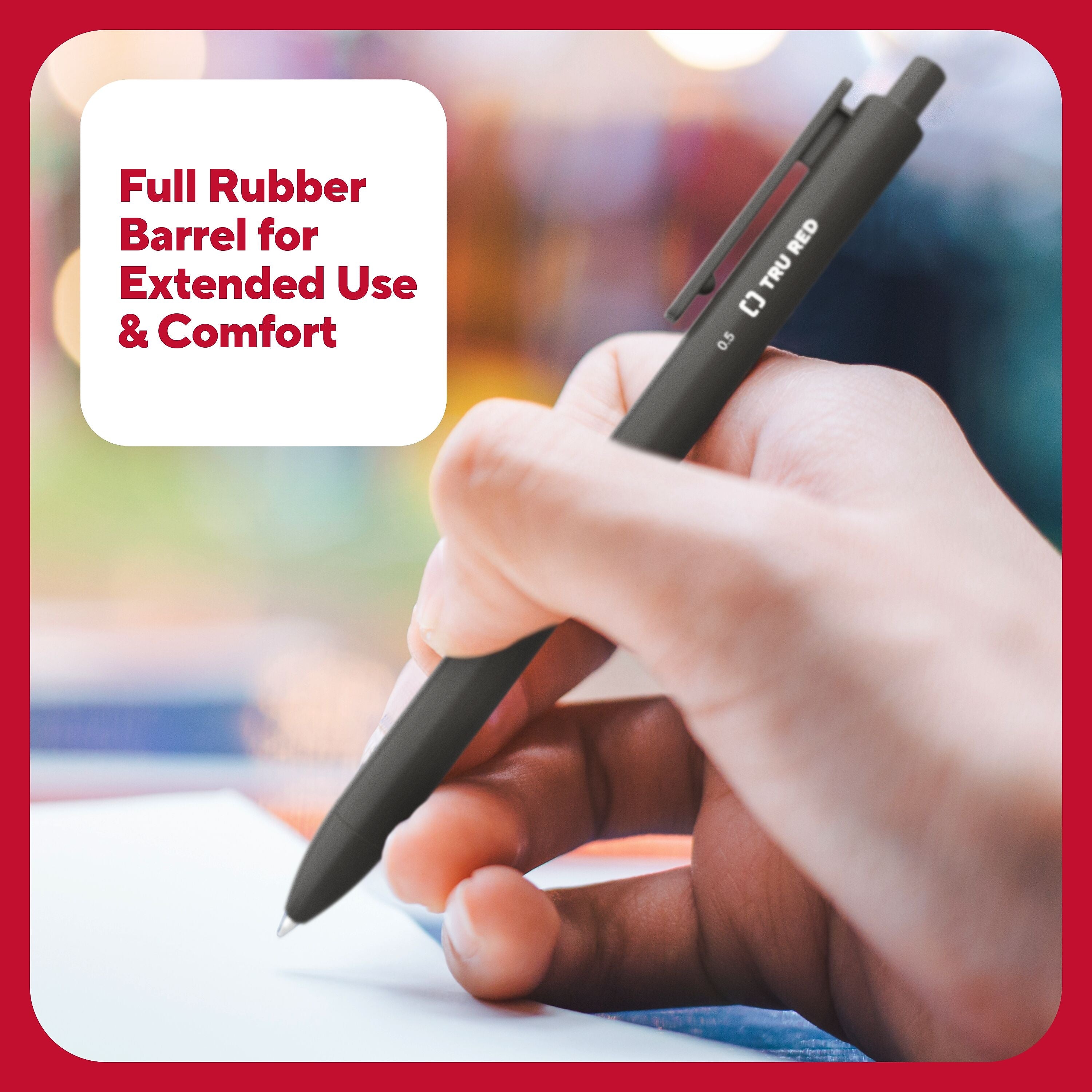 TRU RED™ Retractable Quick Dry Gel Pens, Fine Point, 0.5mm, Black, Dozen