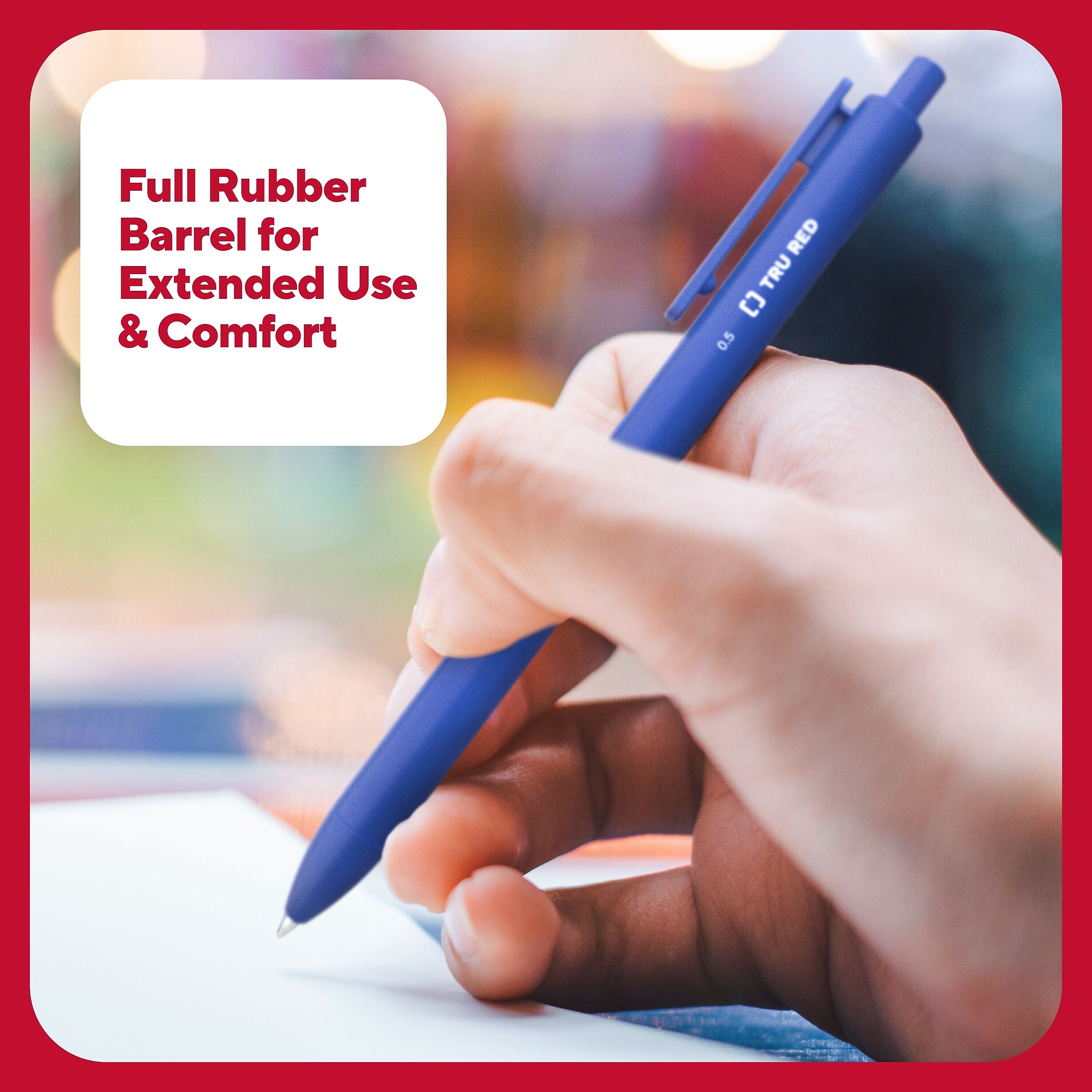 TRU RED™ Retractable Quick Dry Gel Pens, Fine Point, 0.5mm, Blue, 5/Pack
