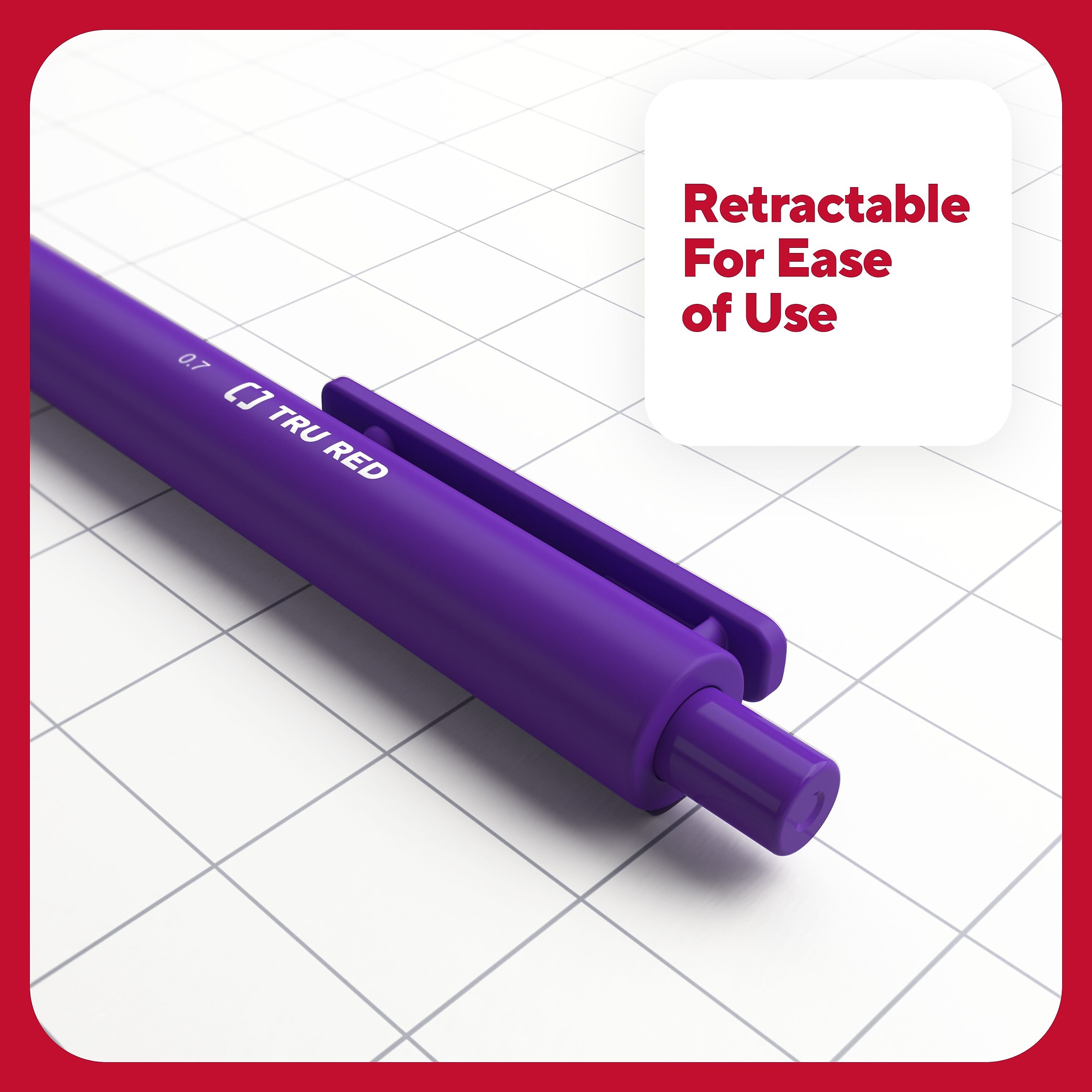 TRU RED™ Retractable Quick Dry Gel Pens, Medium Point, 0.7mm, Assorted, 12/Pack