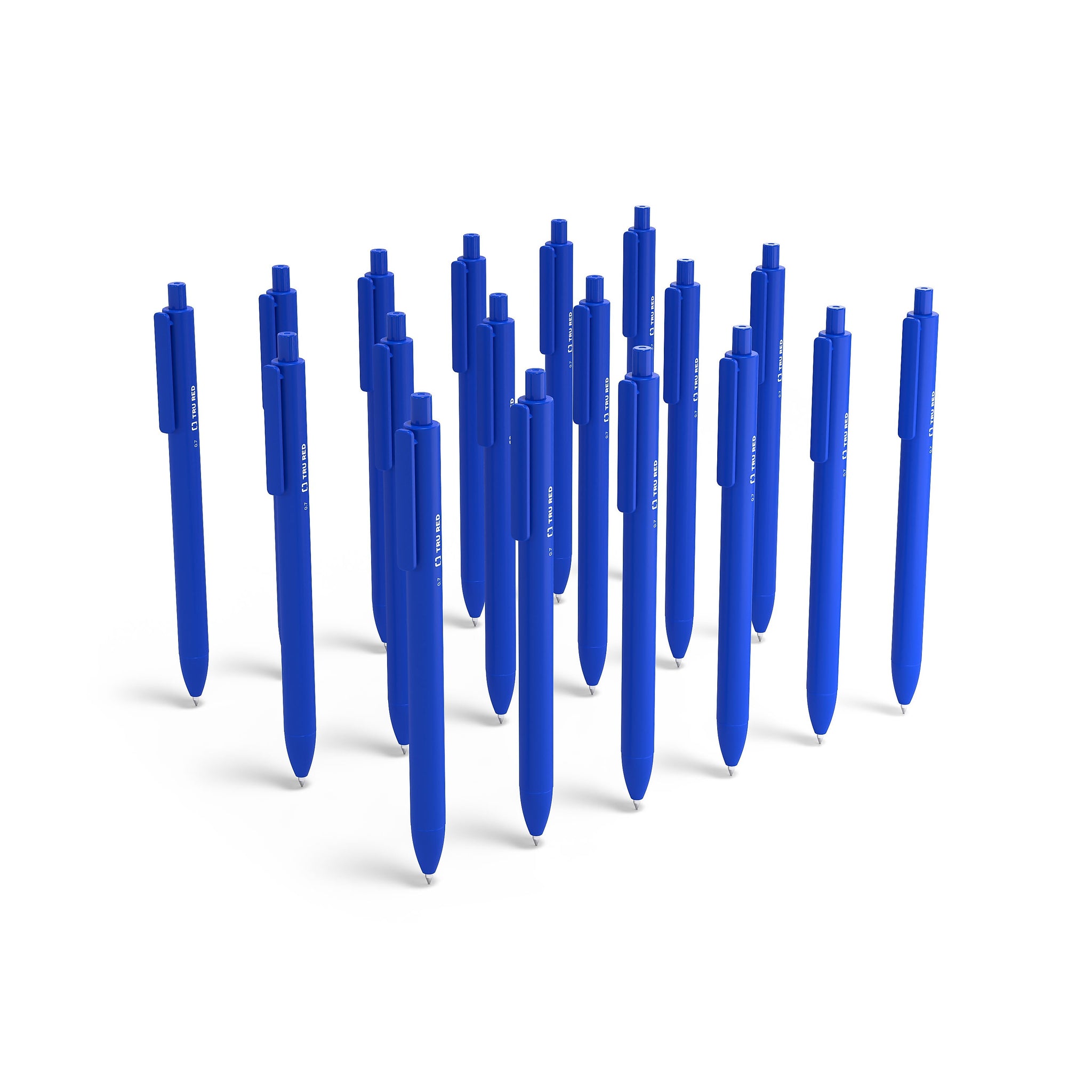 TRU RED™ Retractable Quick Dry Gel Pens, Medium Point, 0.7mm, Blue, 24/Pack