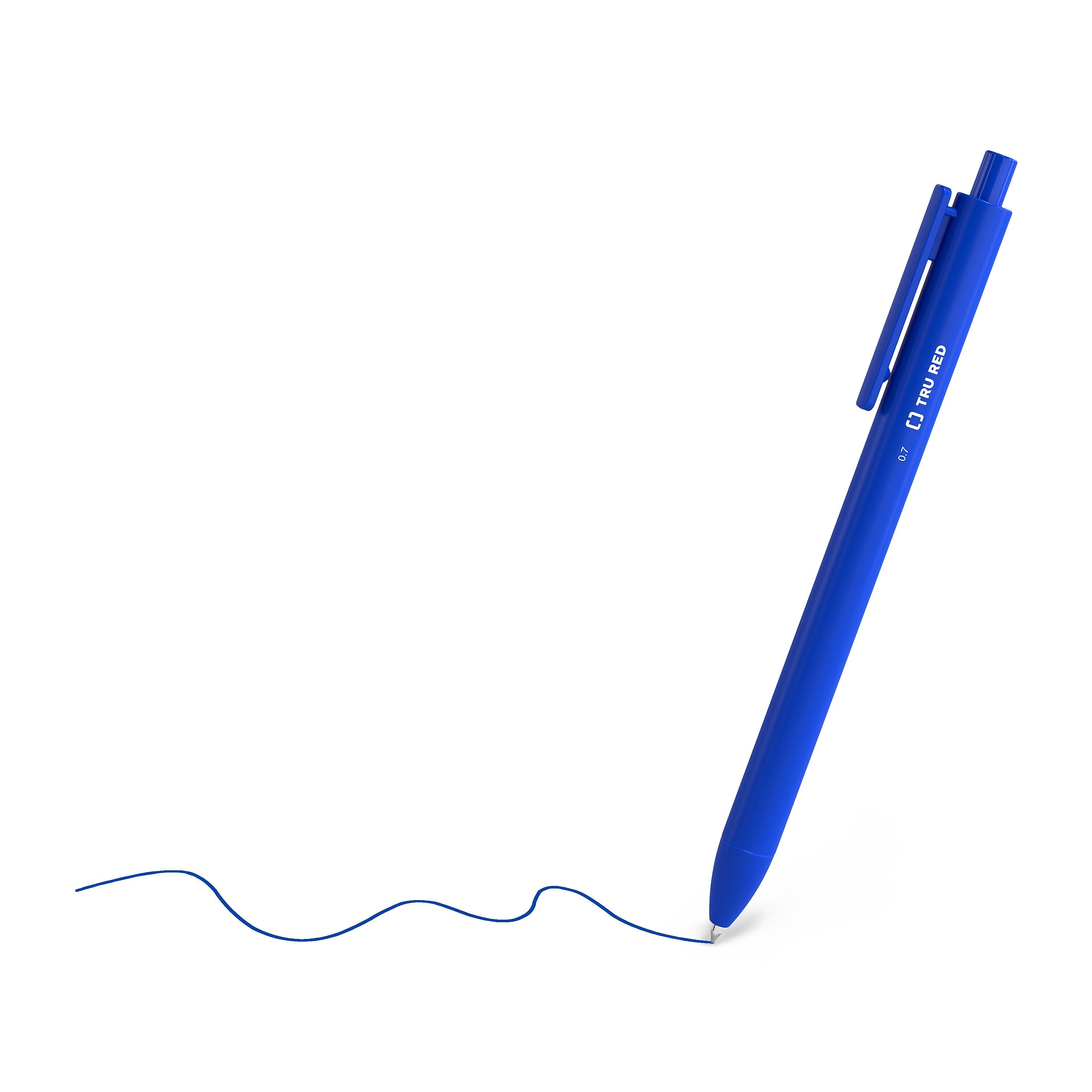 TRU RED™ Retractable Quick Dry Gel Pens, Medium Point, 0.7mm, Blue, 24/Pack