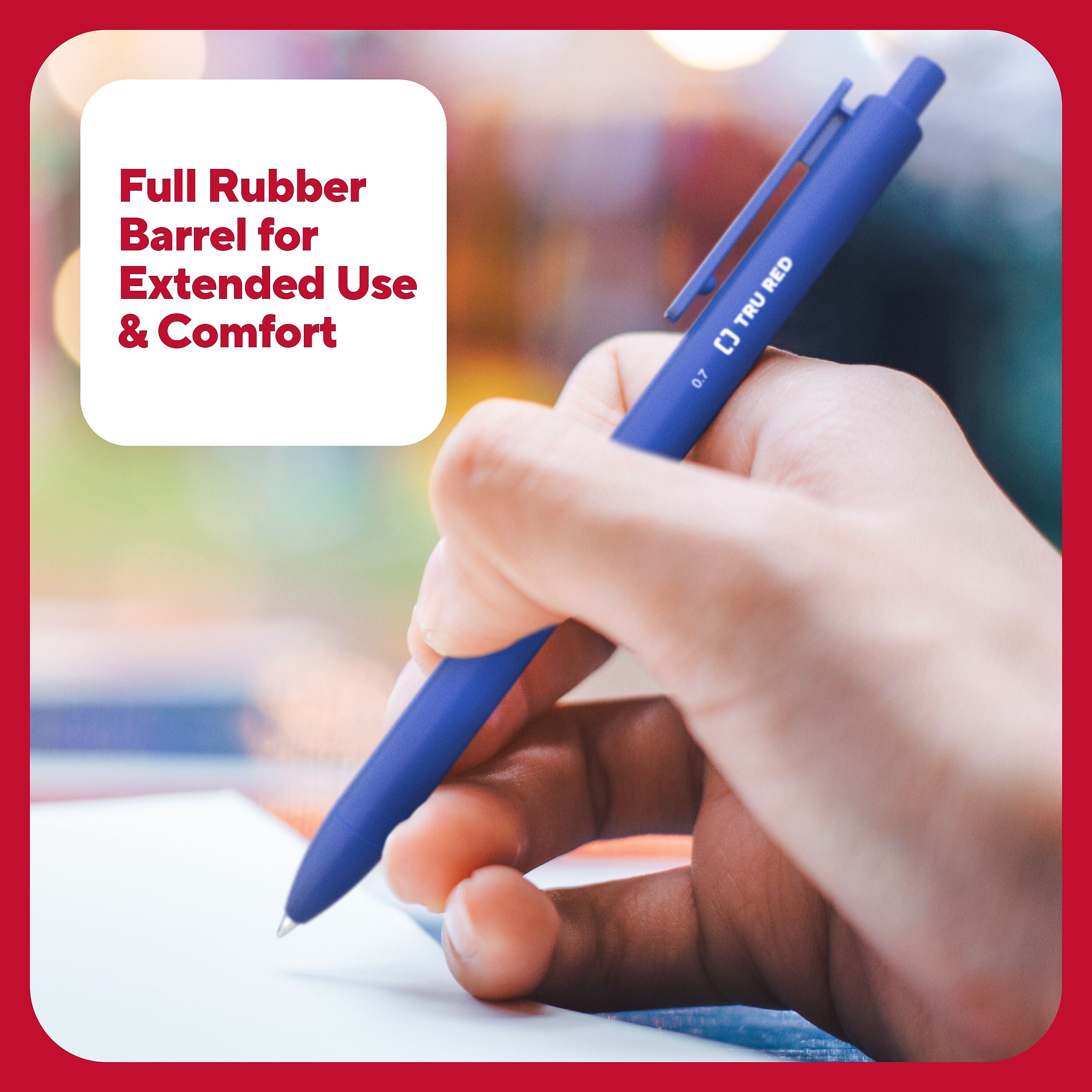 TRU RED™ Retractable Quick Dry Gel Pens, Medium Point, 0.7mm, Blue, 5/Pack
