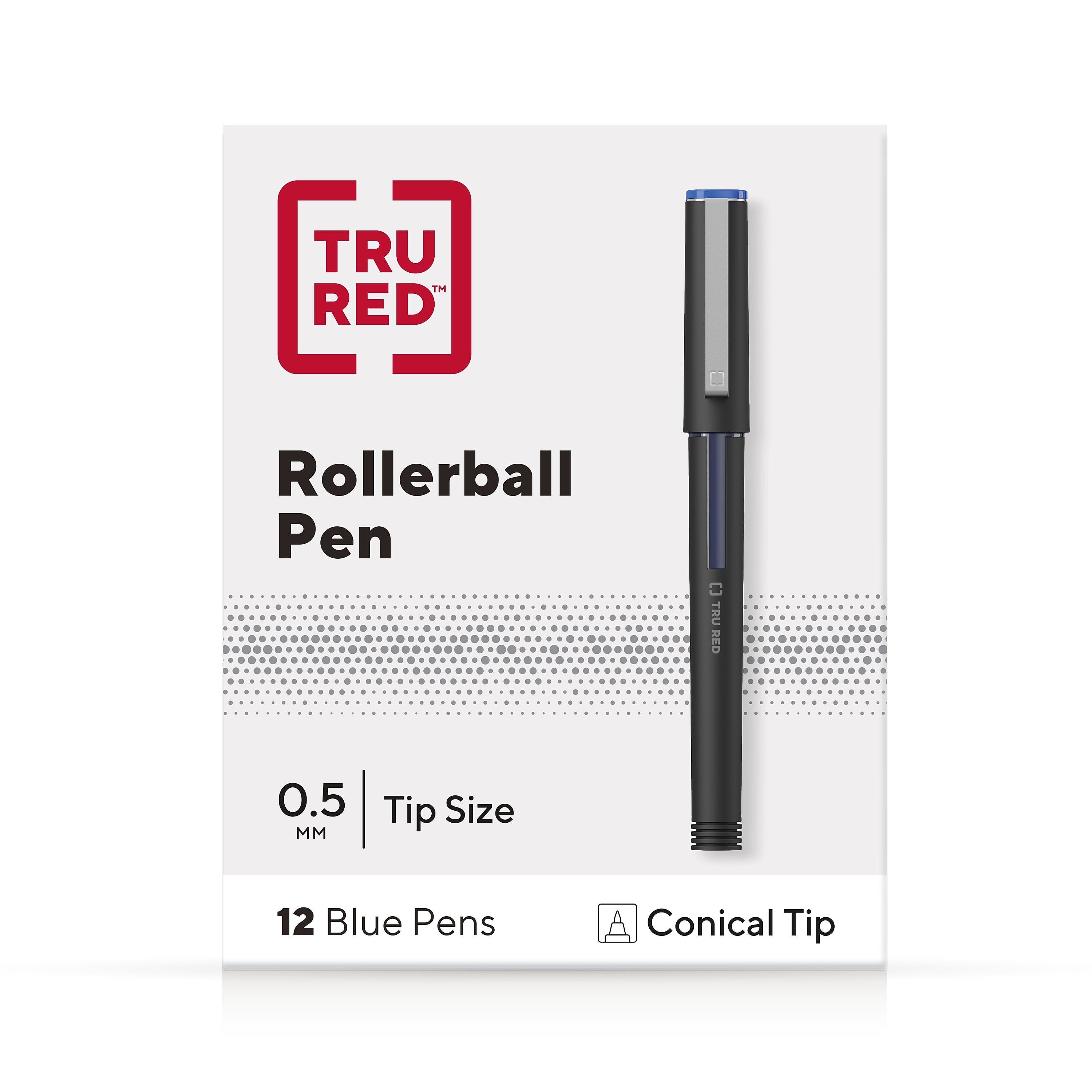 TRU RED™ Rollerball Pens, Conical Tip, Blue, Dozen/Pack