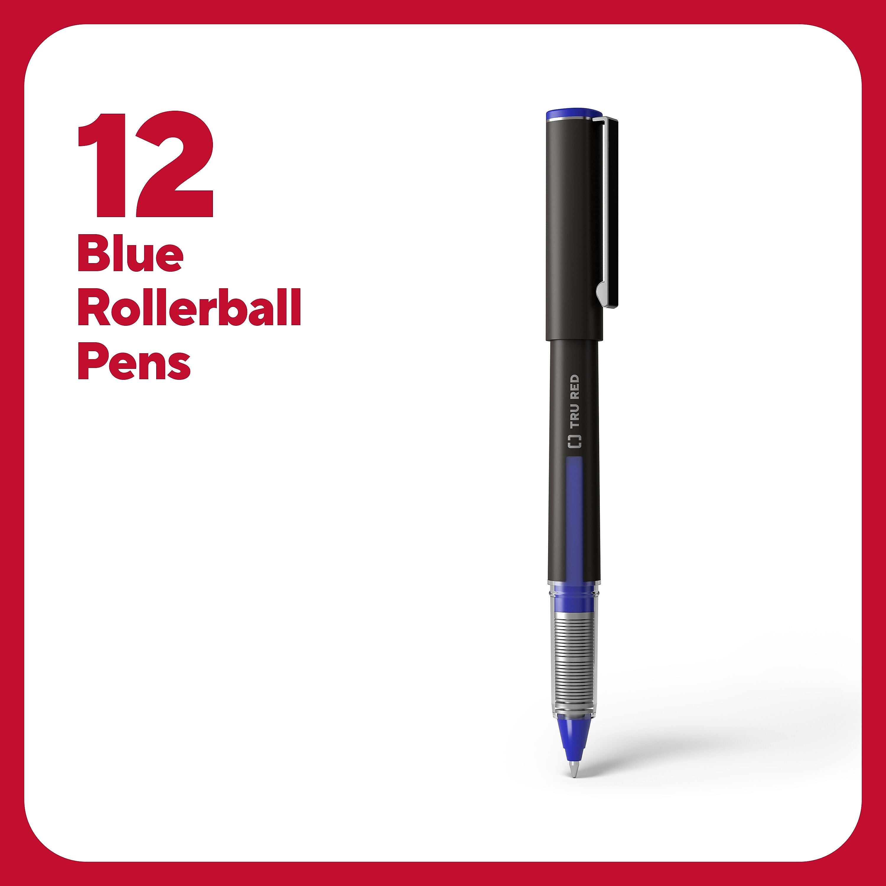 TRU RED™ Rollerball Pens, Conical Tip, Blue, Dozen/Pack