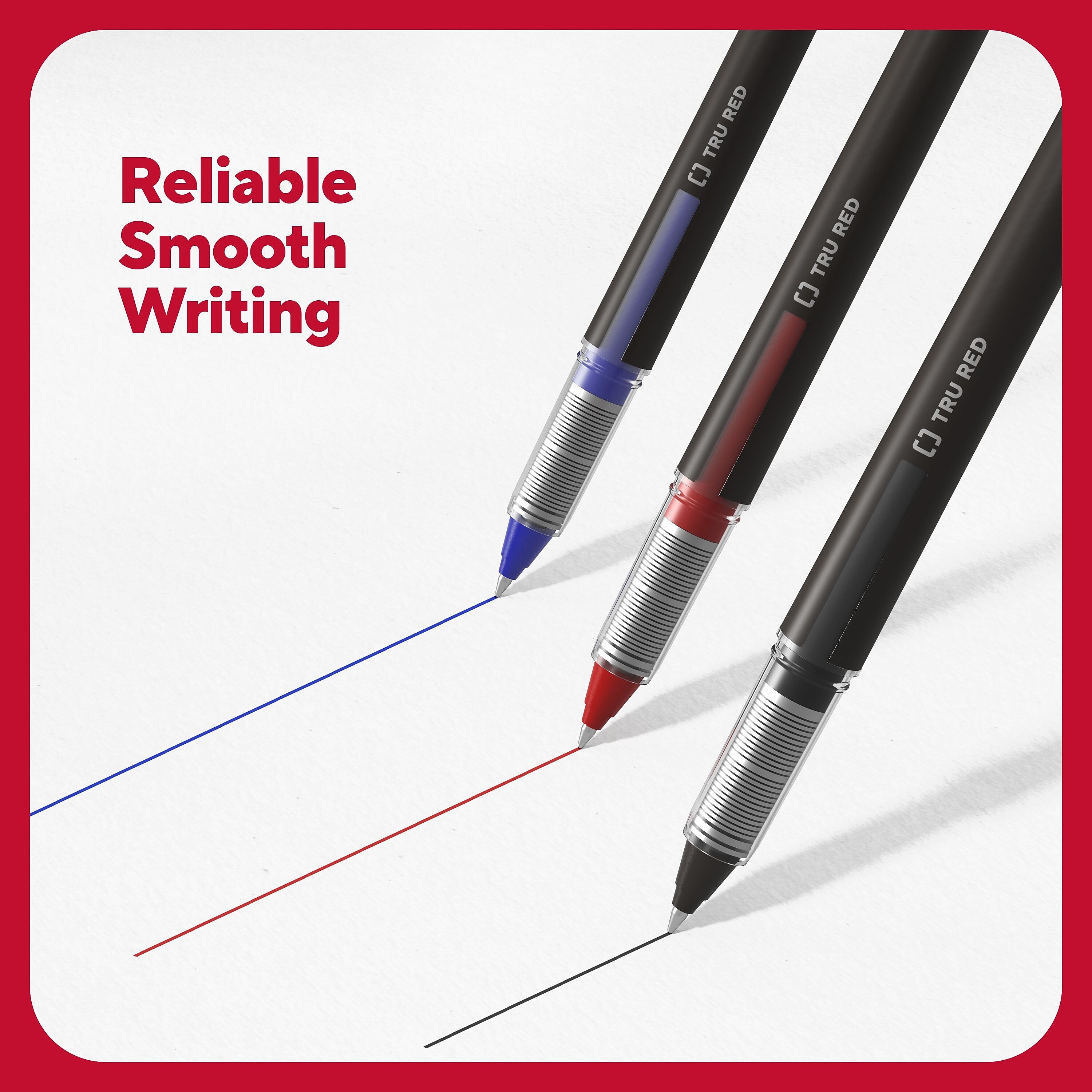 TRU RED™ Rollerball Pens, Conical Tip, Blue, Dozen/Pack