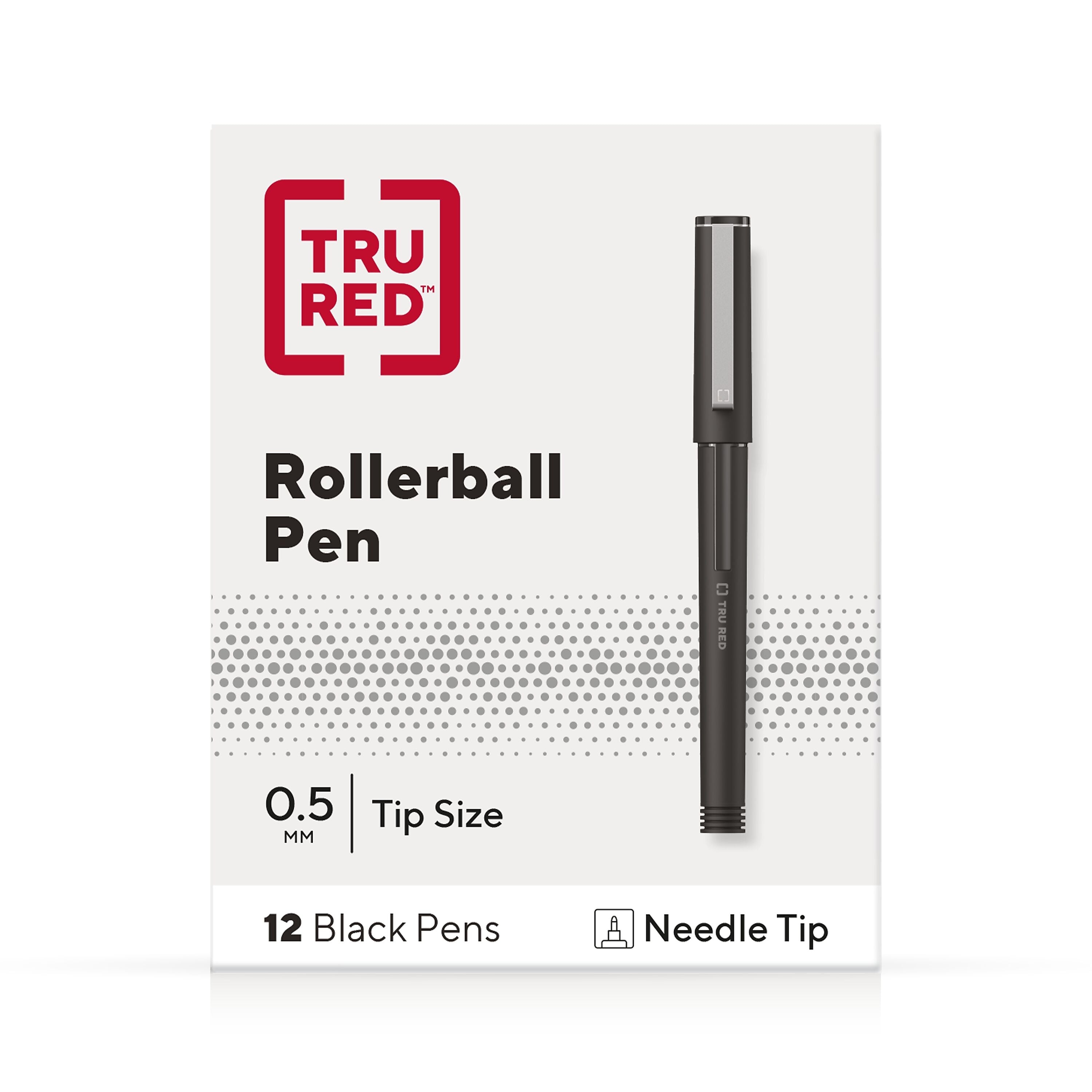 TRU RED™ Rollerball Pens, Fine Point, Black, Dozen/Pack