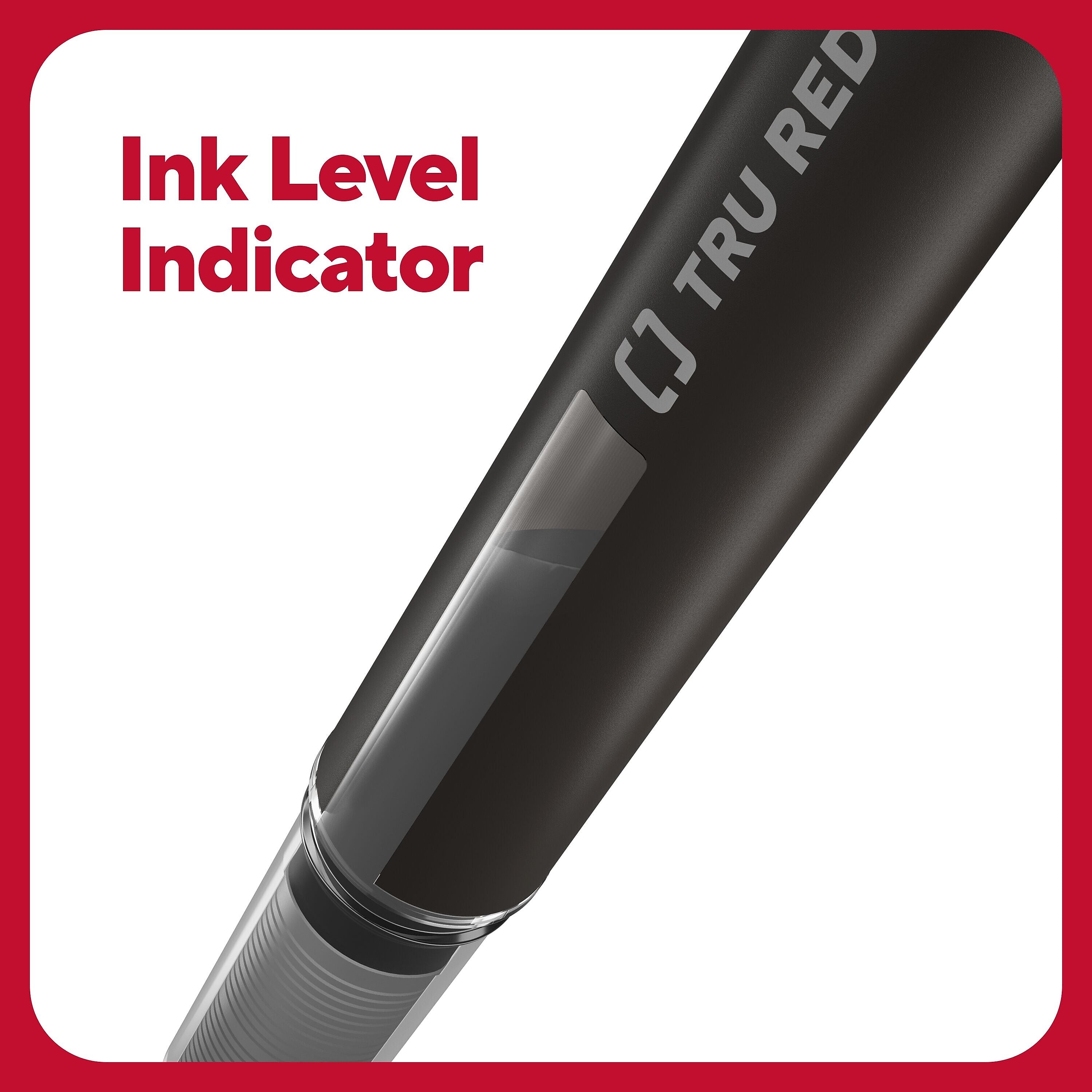 TRU RED™ Rollerball Pens, Fine Point, Black, Dozen/Pack