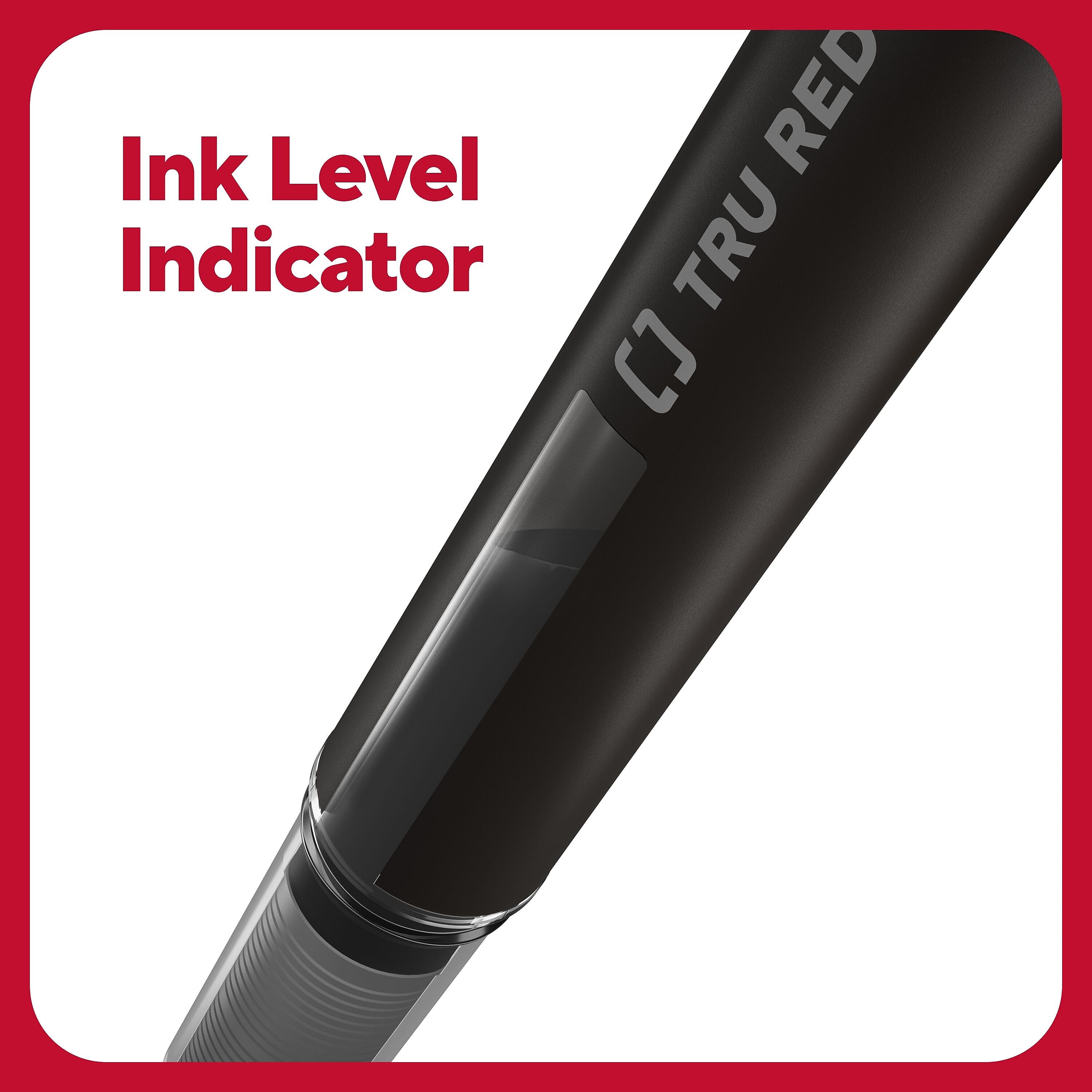 TRU RED™ Rollerball Pens, Fine Point, Black, Dozen/Pack