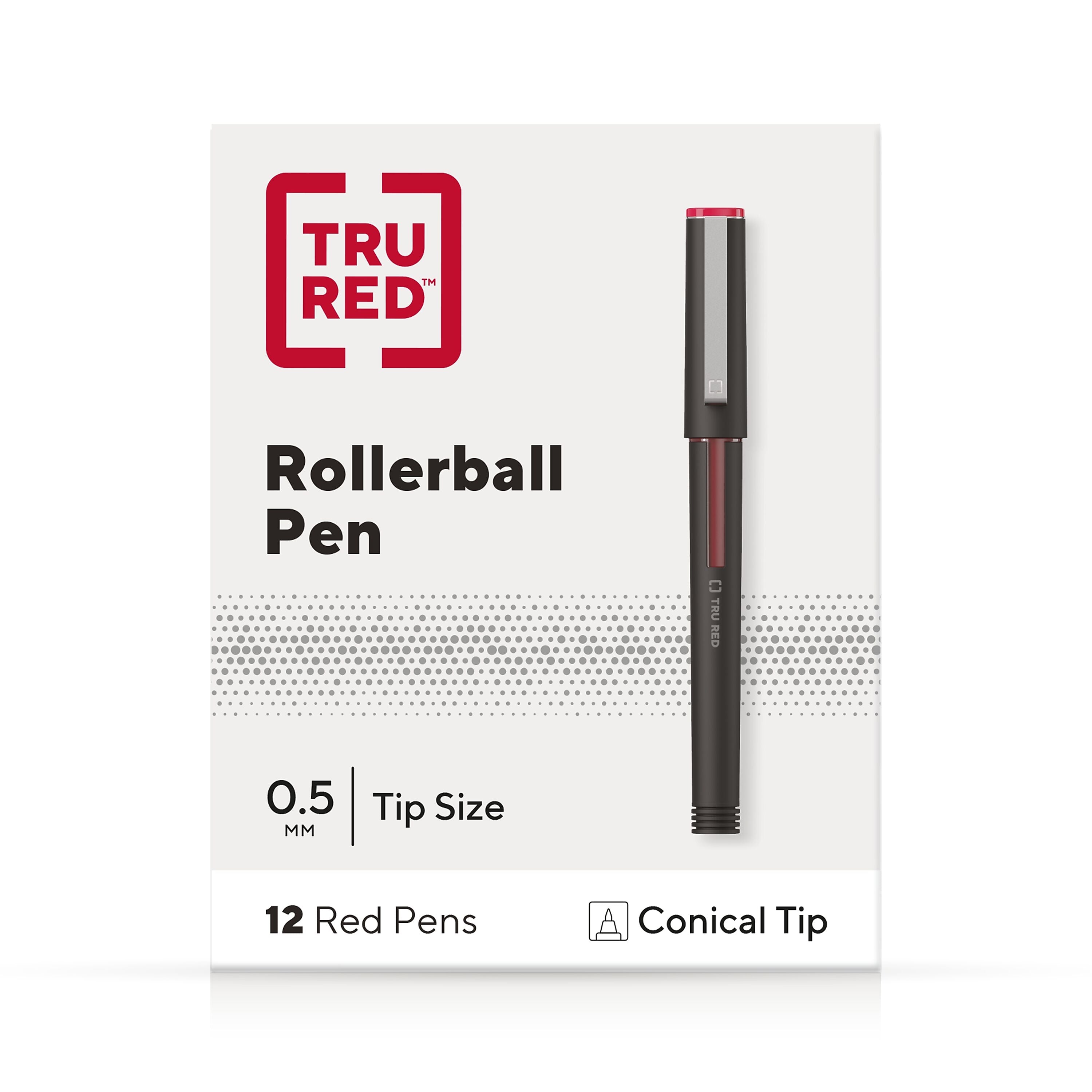 TRU RED™ Rollerball Pens, Fine Point, Red, Dozen/Pack