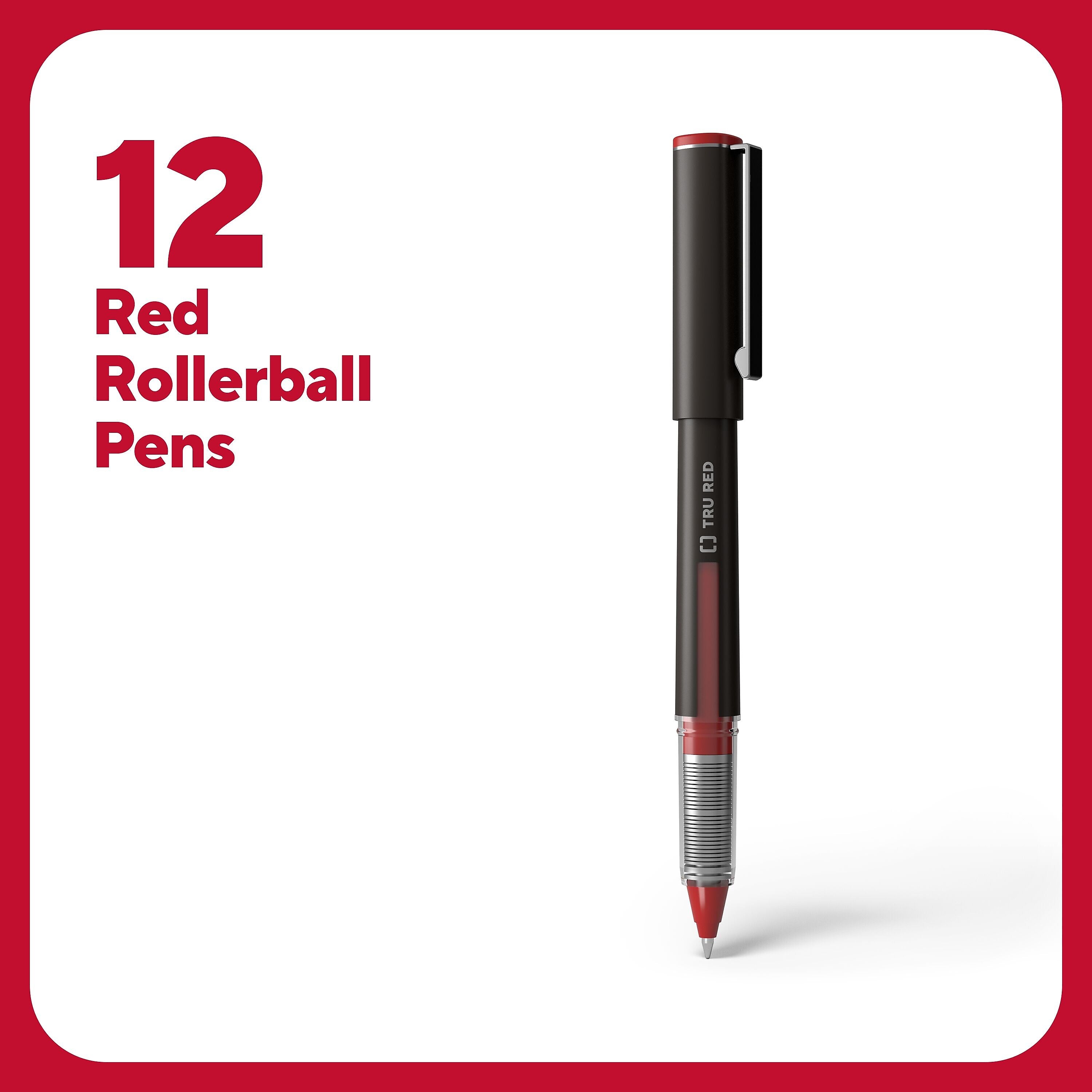 TRU RED™ Rollerball Pens, Fine Point, Red, Dozen/Pack