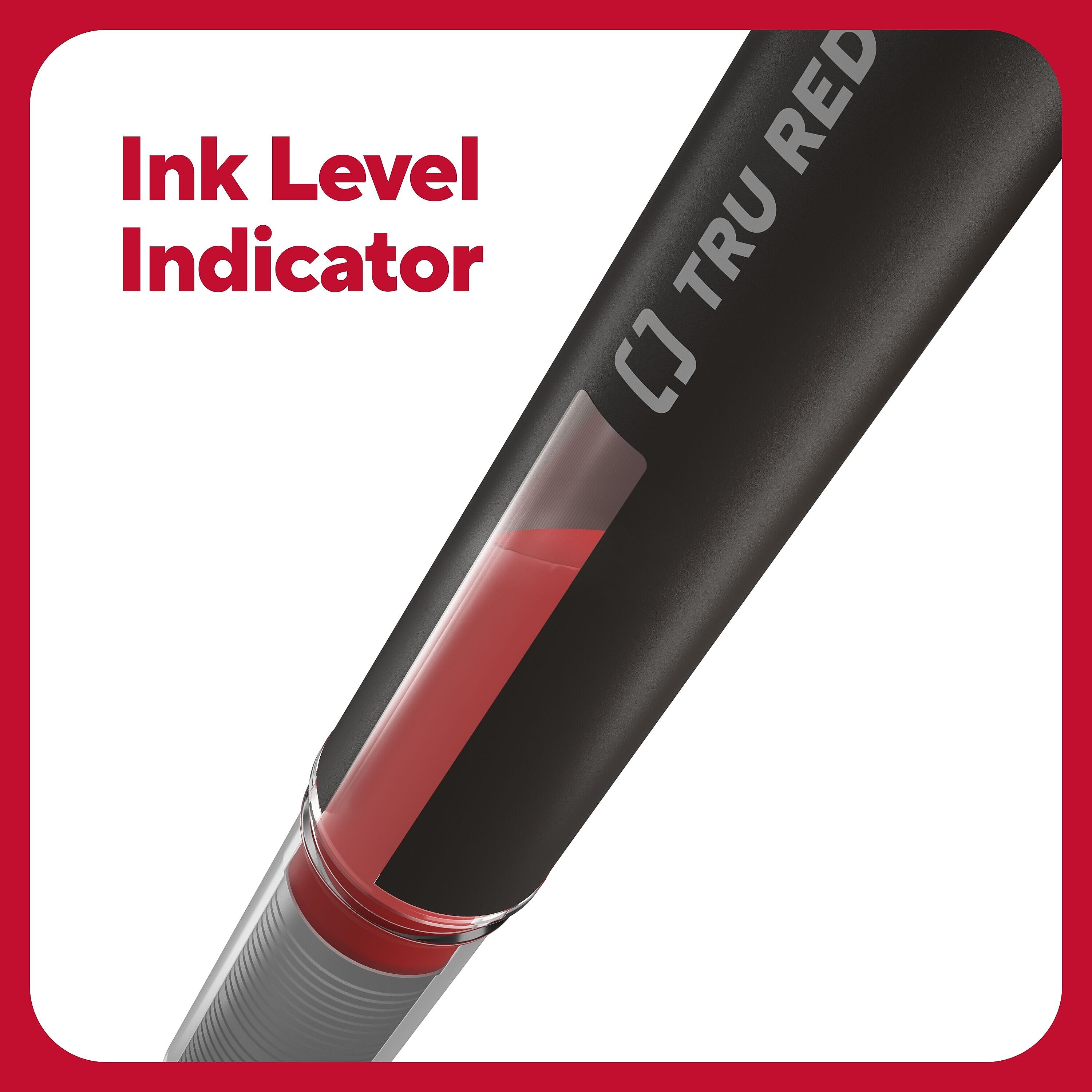 TRU RED™ Rollerball Pens, Fine Point, Red, Dozen/Pack
